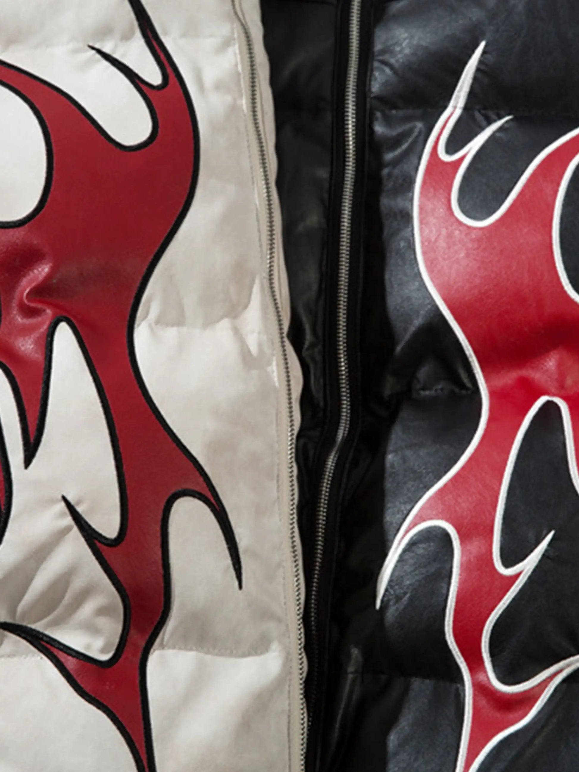 Flame PU Leather Zip-up Jacket