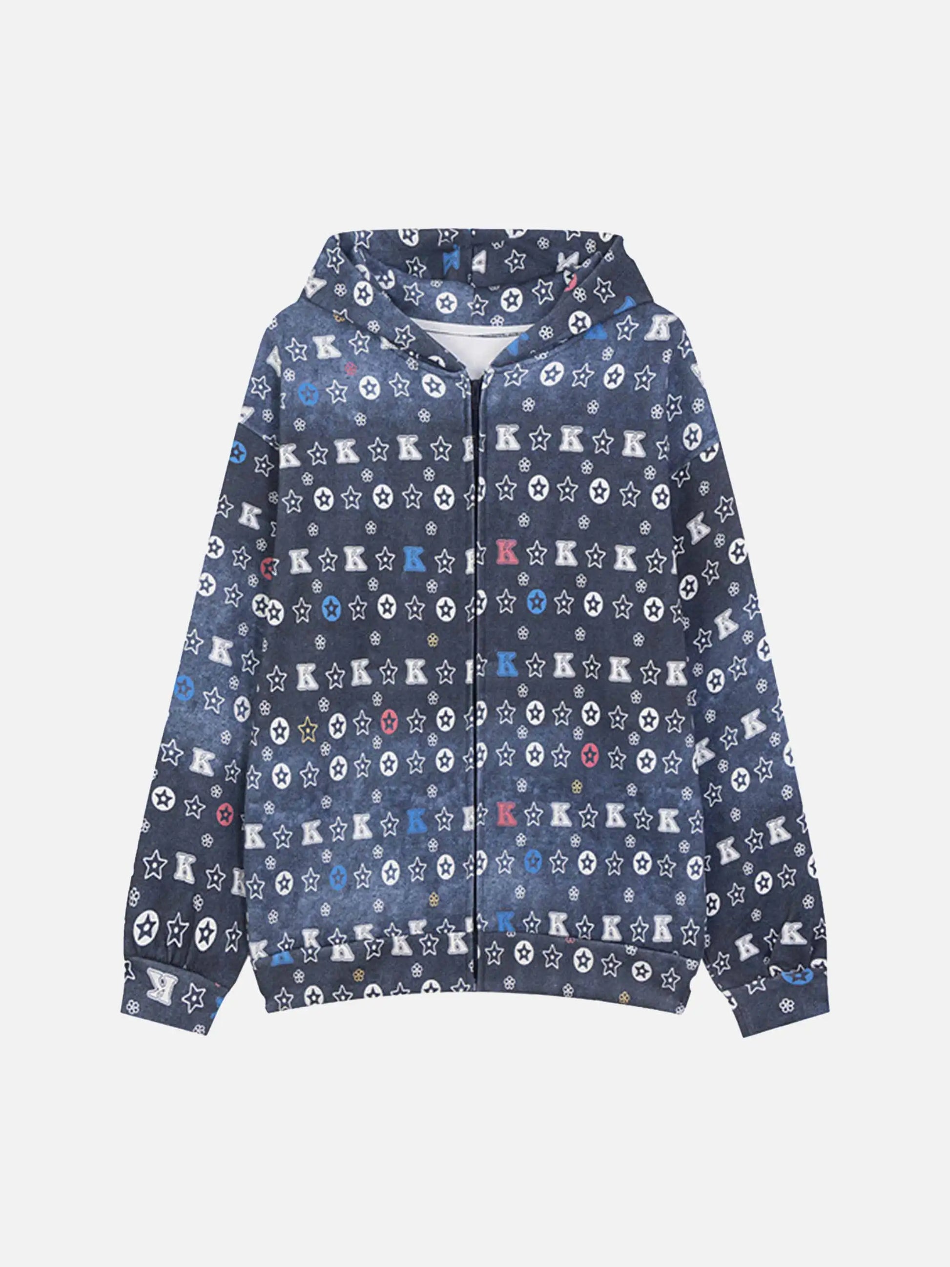 Disguisen Printing Gradient Zip-up Hoodie