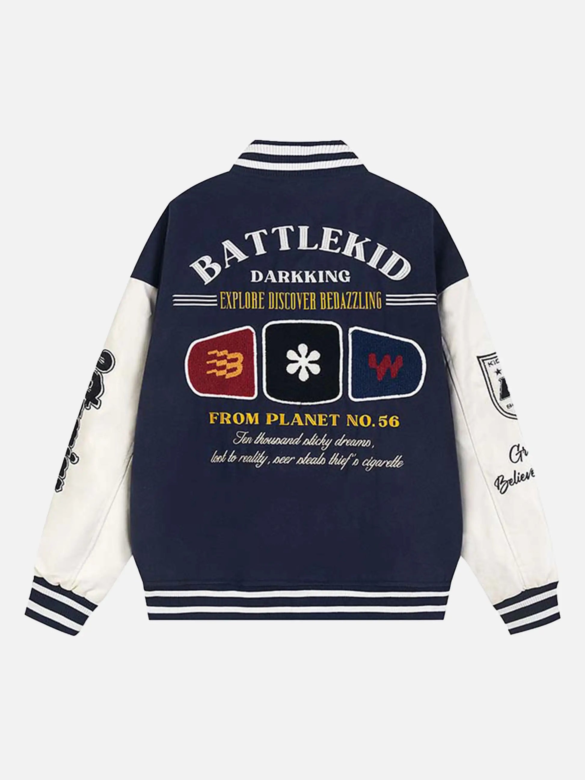 Vintage Contrast Color Towel Embroidered Baseball Jacket