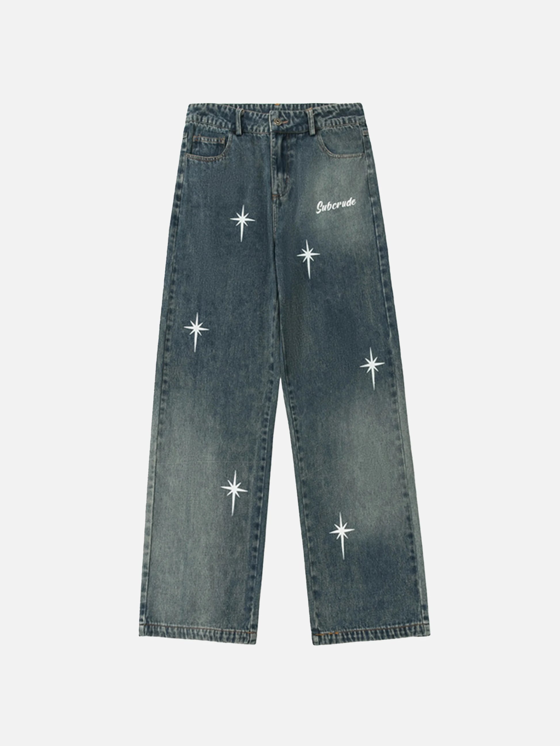 Polaris Print Washed Straight Jeans