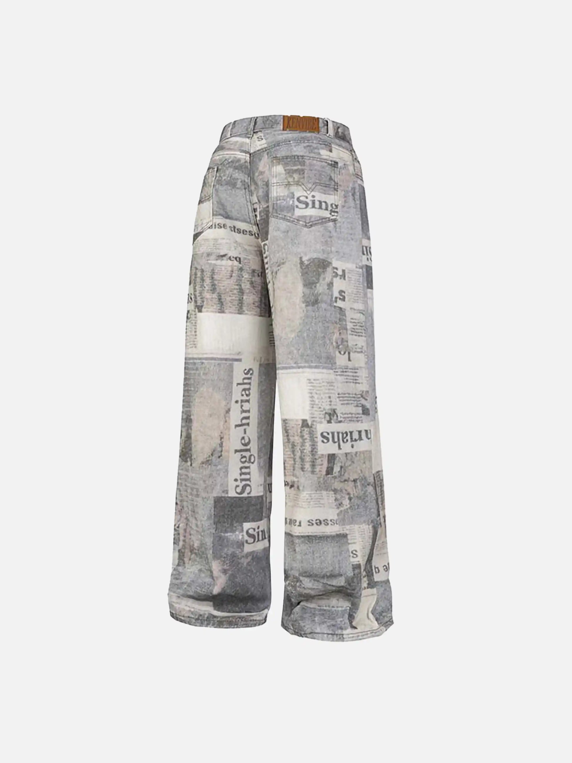Disguisen Vintage Newspaper Digital Print Pants
