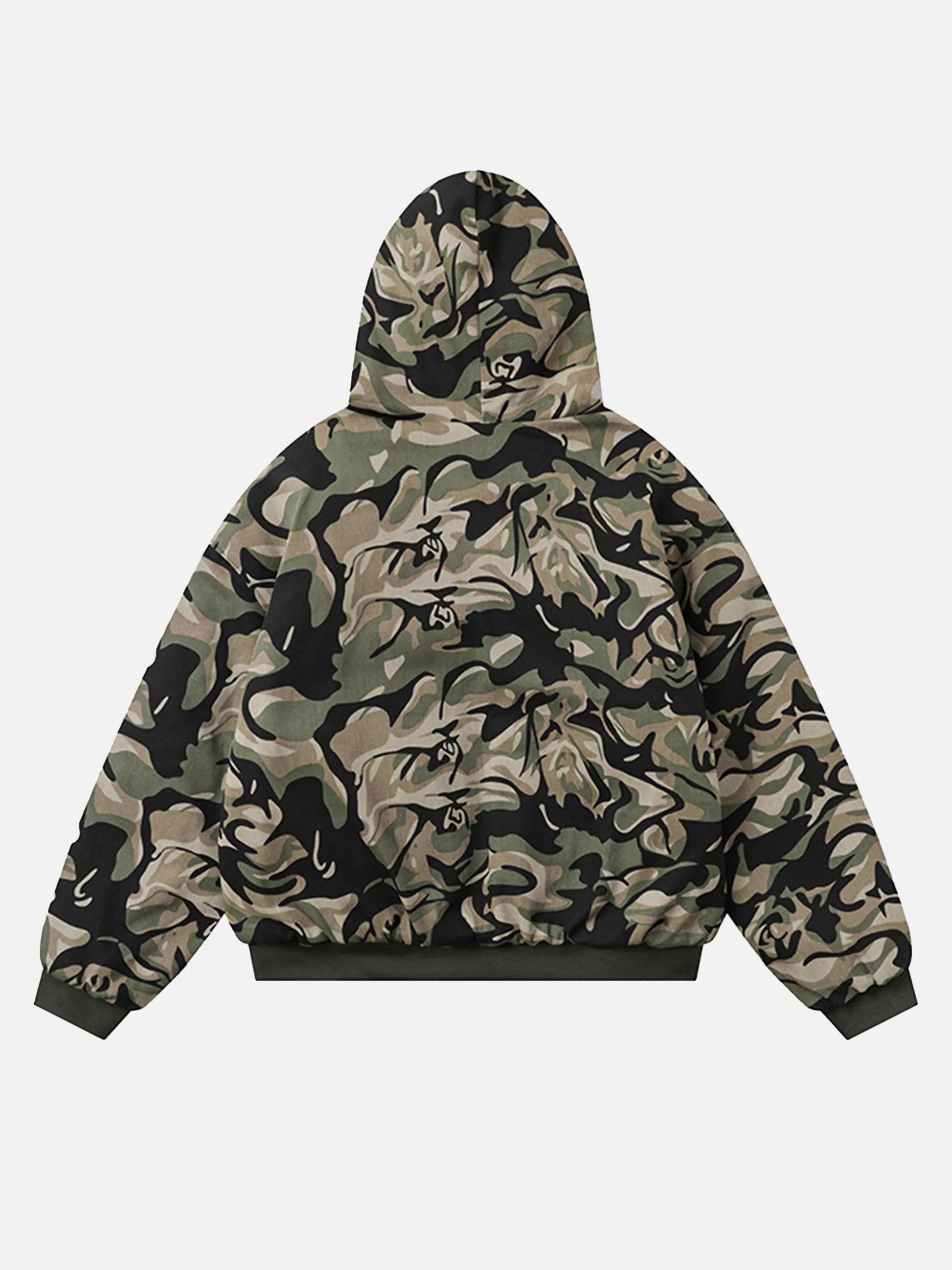 Camouflage Fur Zipper Hoodie