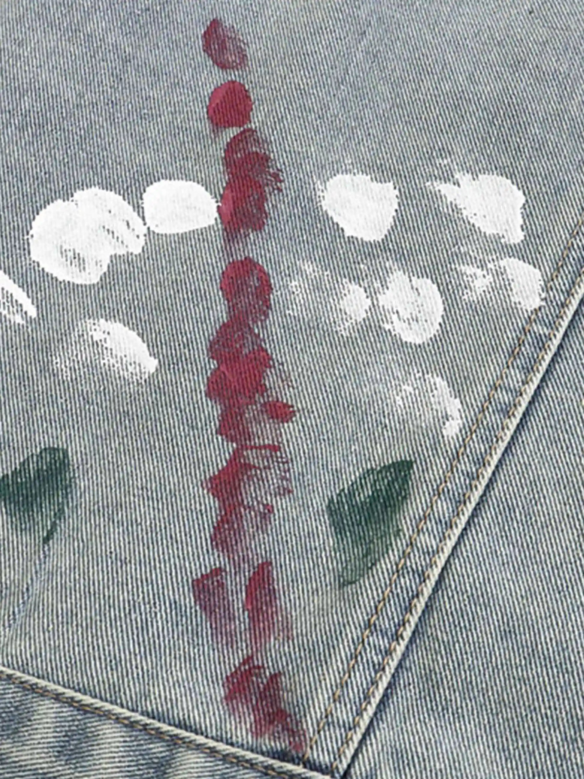 Disguisen Ink-splattered Ripped Denim Jacket