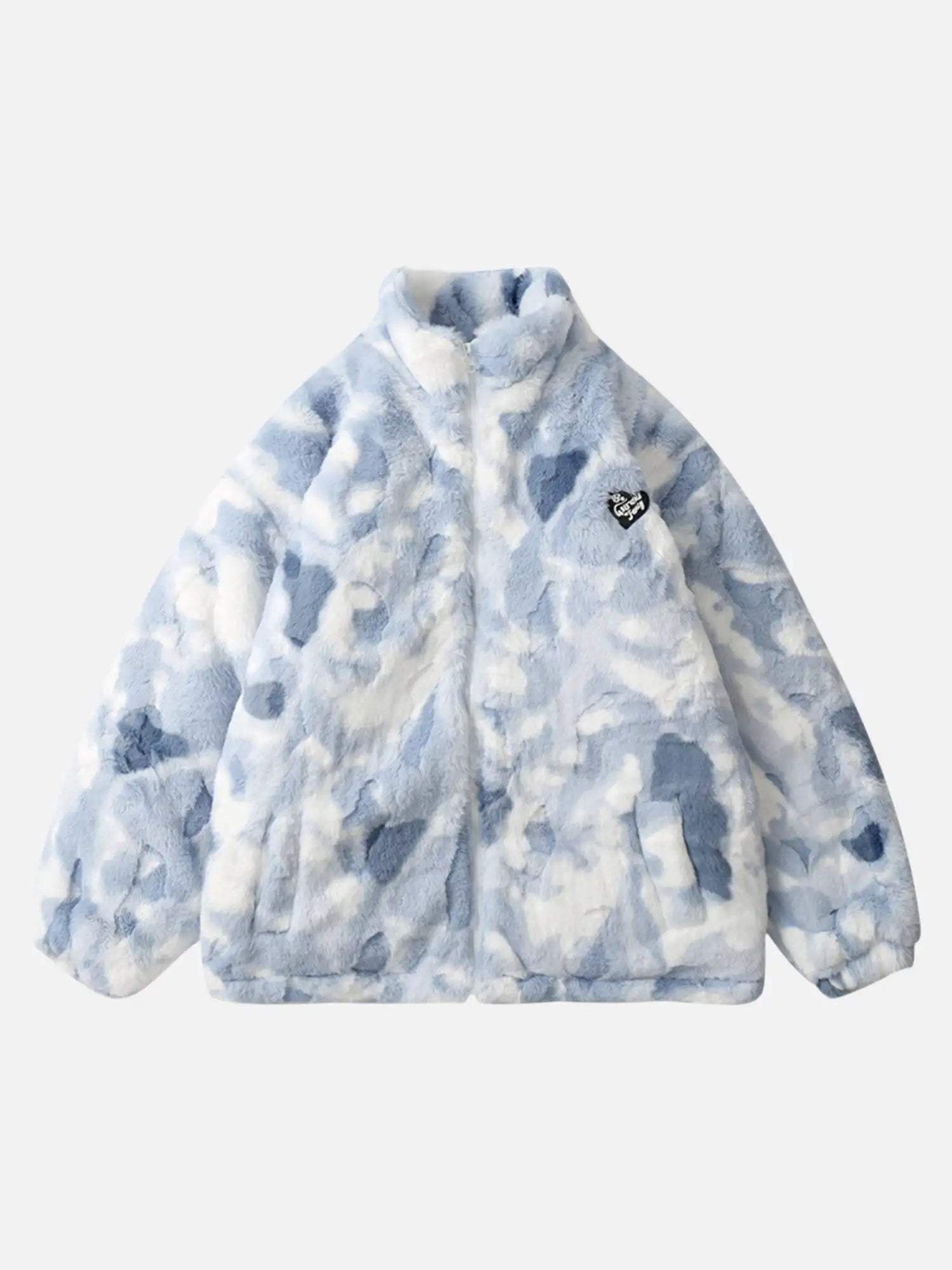 Disguisen Tie-dye Stand-up Collar Sherpa Coat