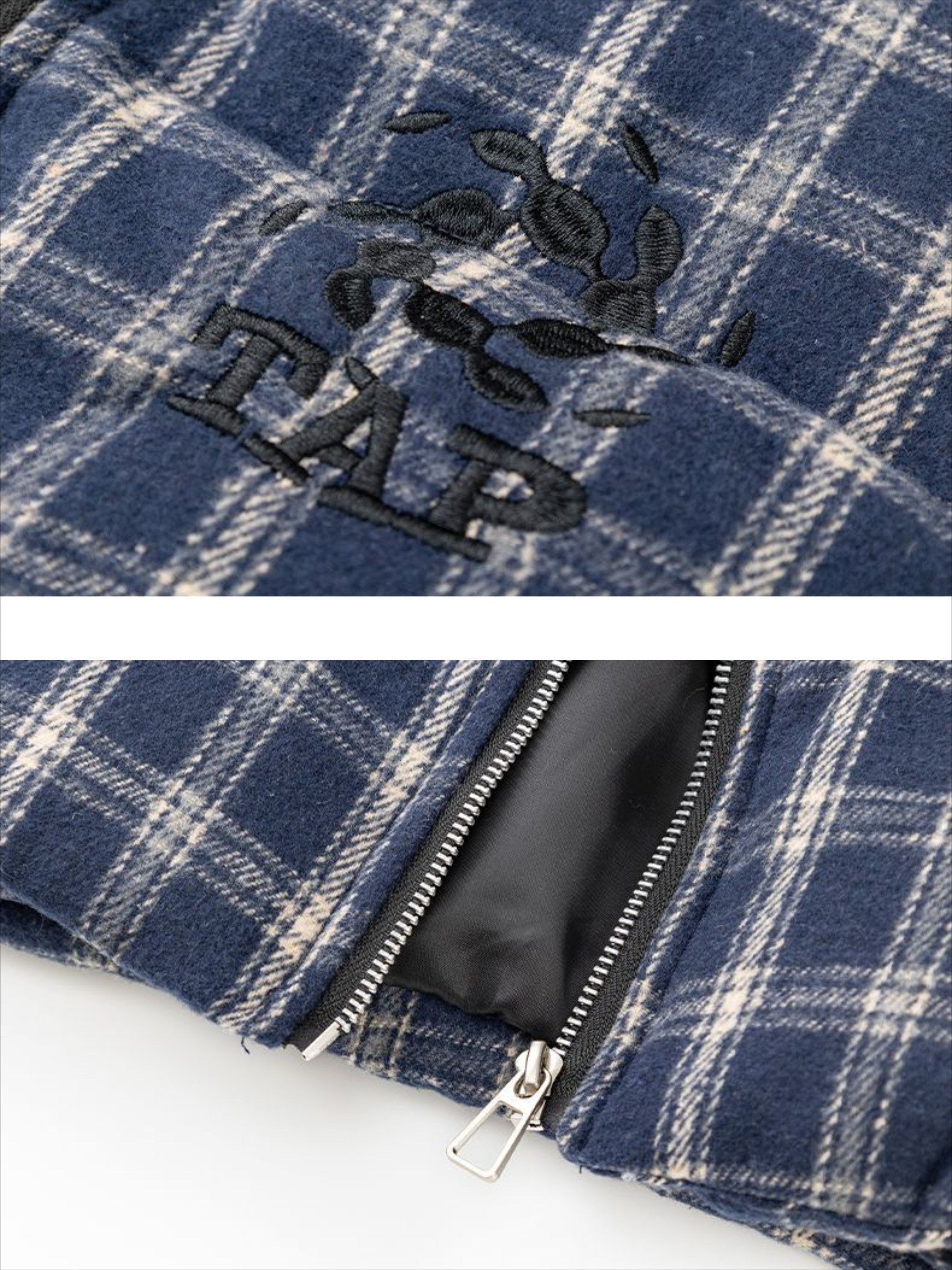 Short Plaid Puffer Jacket