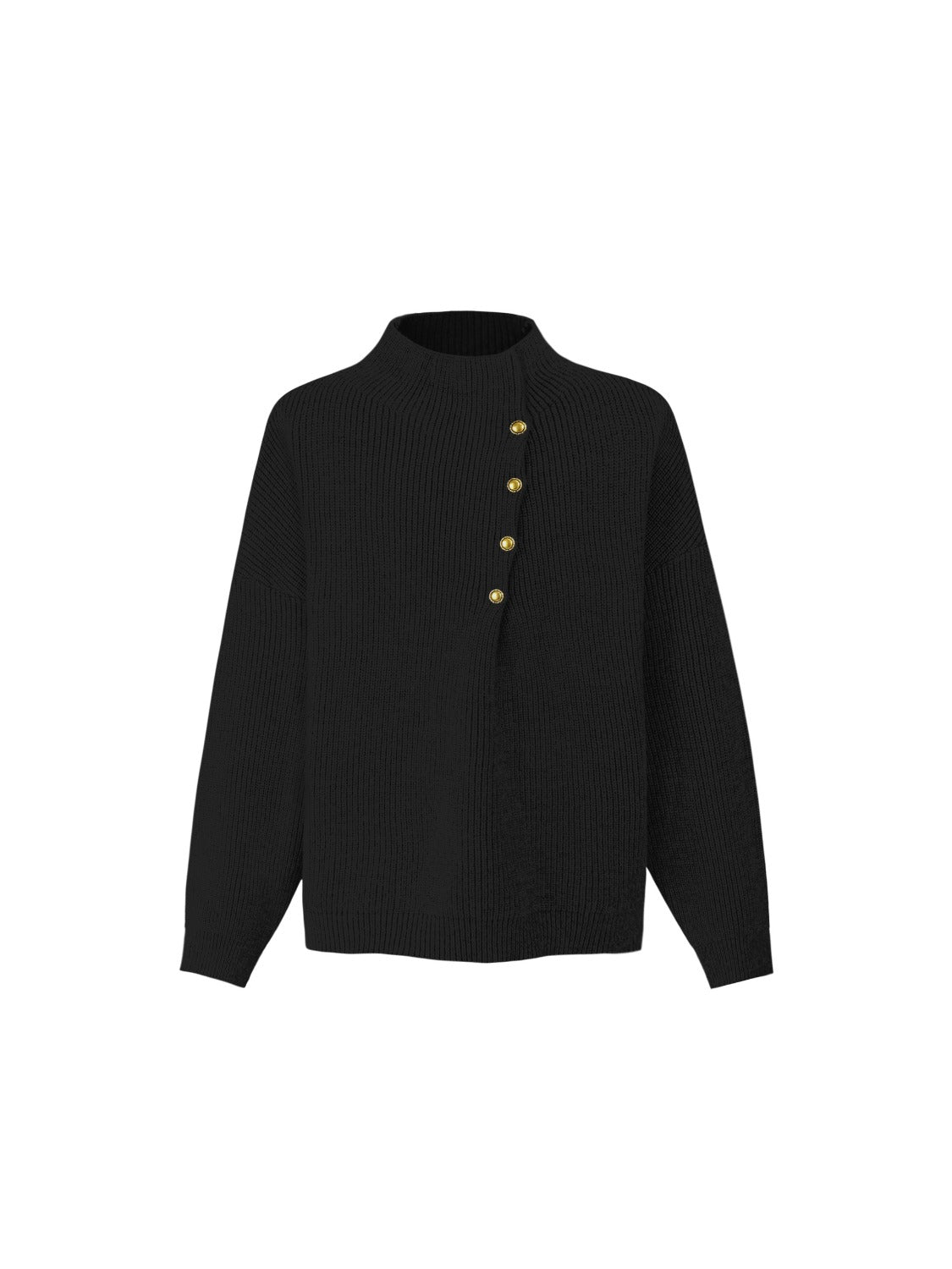 Vintage High-neck Button Leisure Sweater