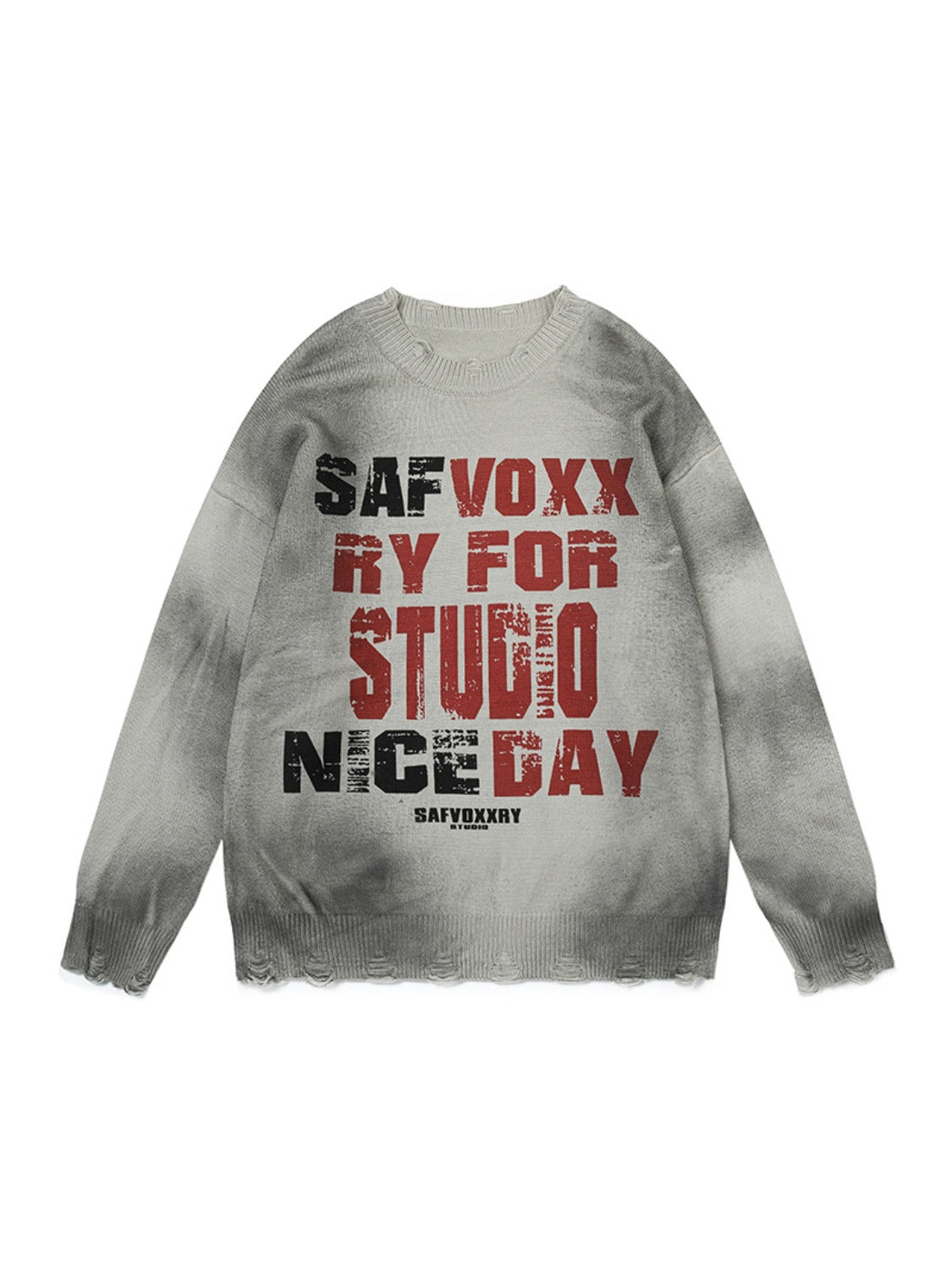 High Street Ripped Letter Print Sweater