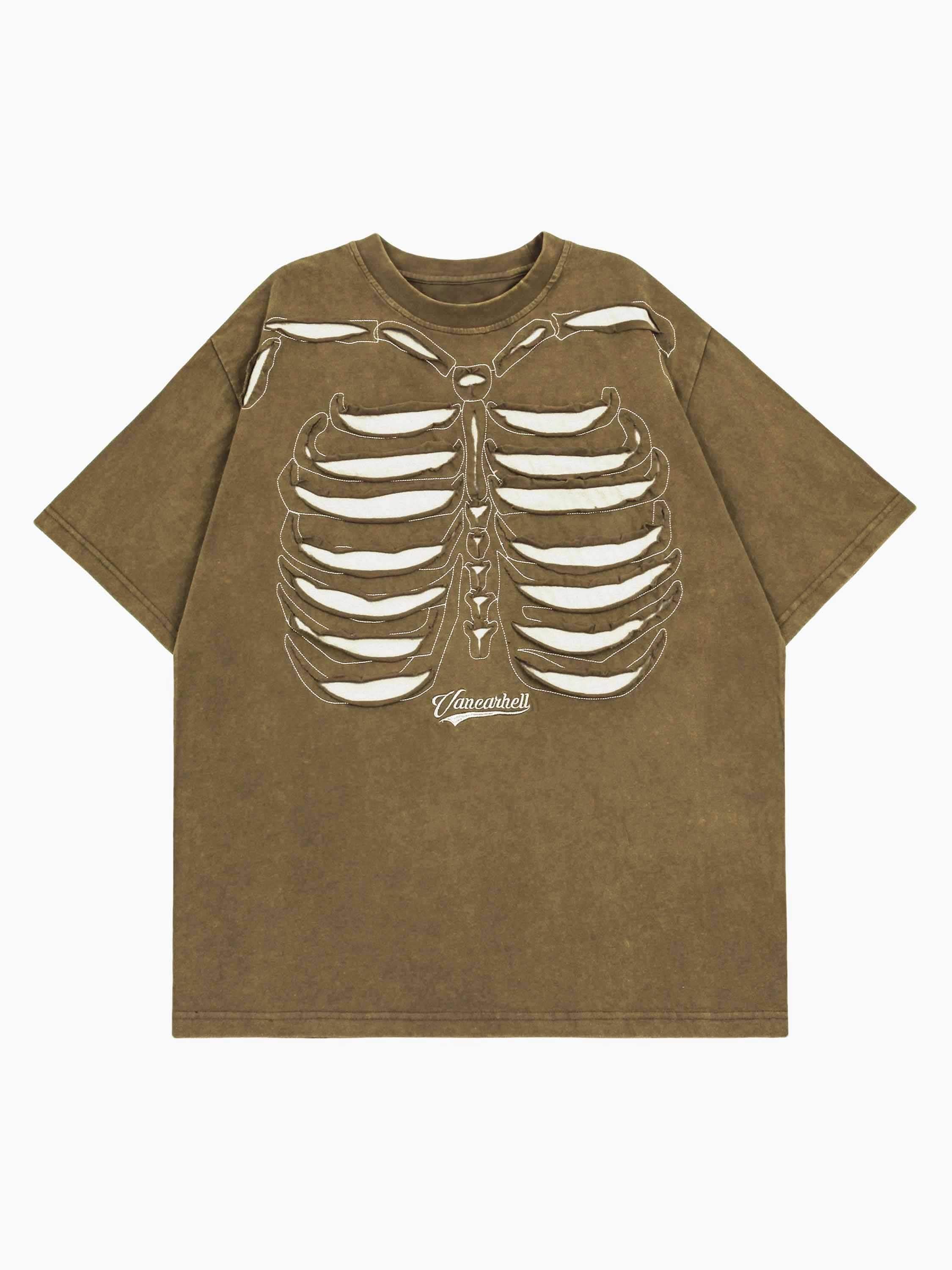Disguisen American Street Dark Bones Washed Old Heavyweight Short-sleeved T-shirt