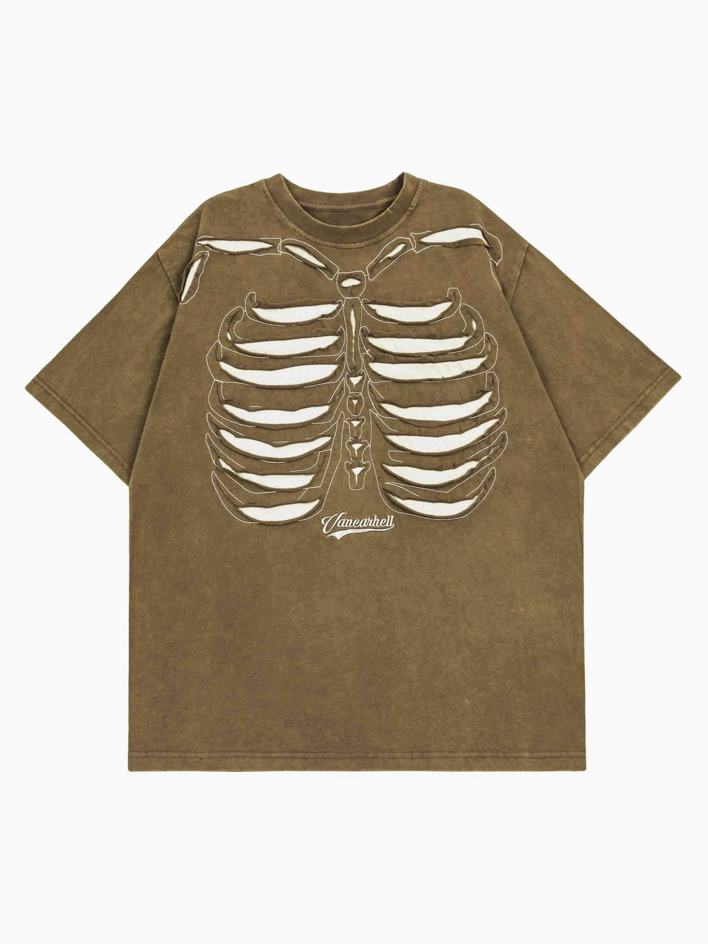 Disguisen American Street Dark Bones Washed Old Heavyweight Short-sleeved T-shirt