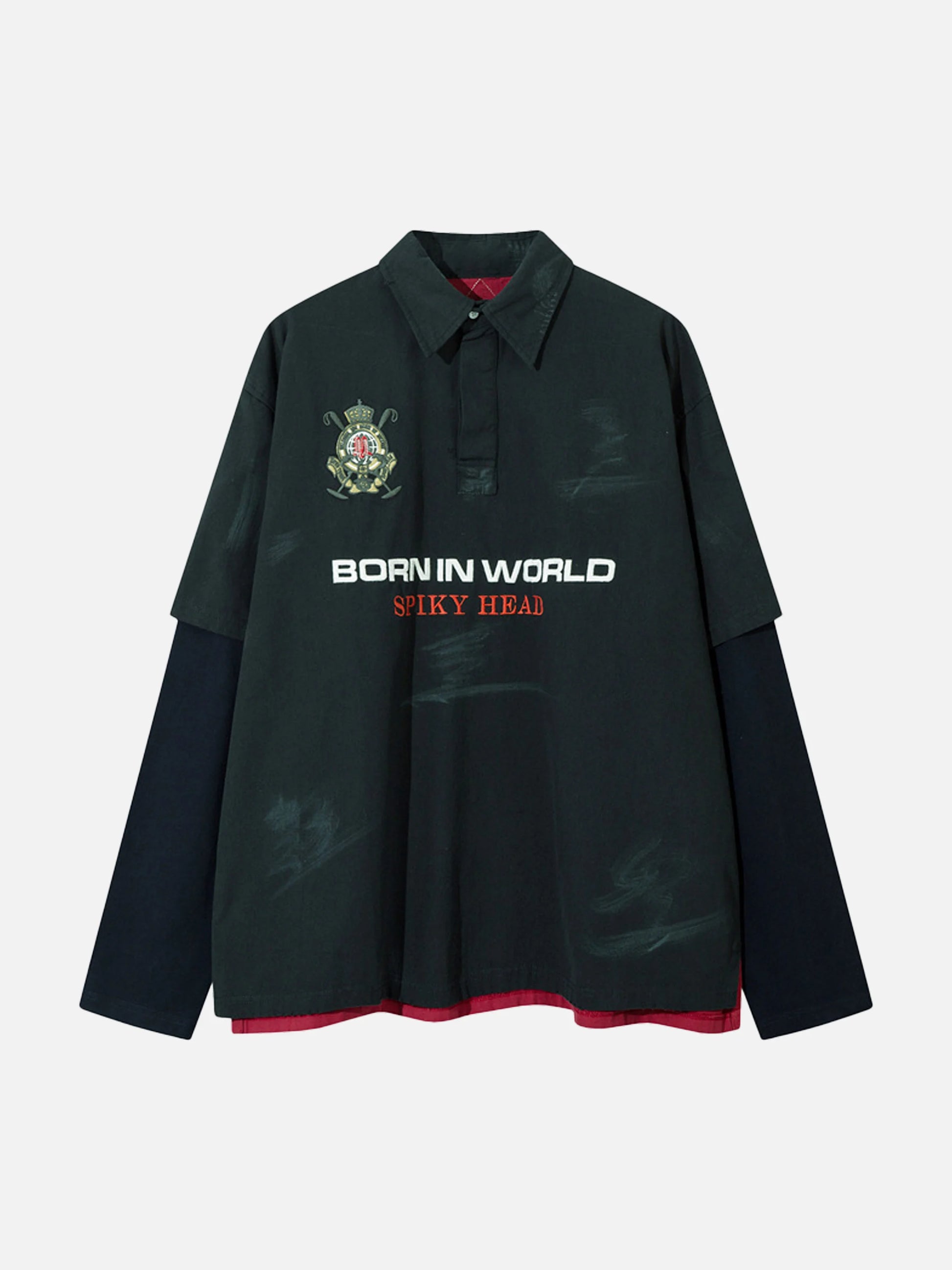 Embroidery Stitching Number 9 Fake Two-piece Polo T-shirt