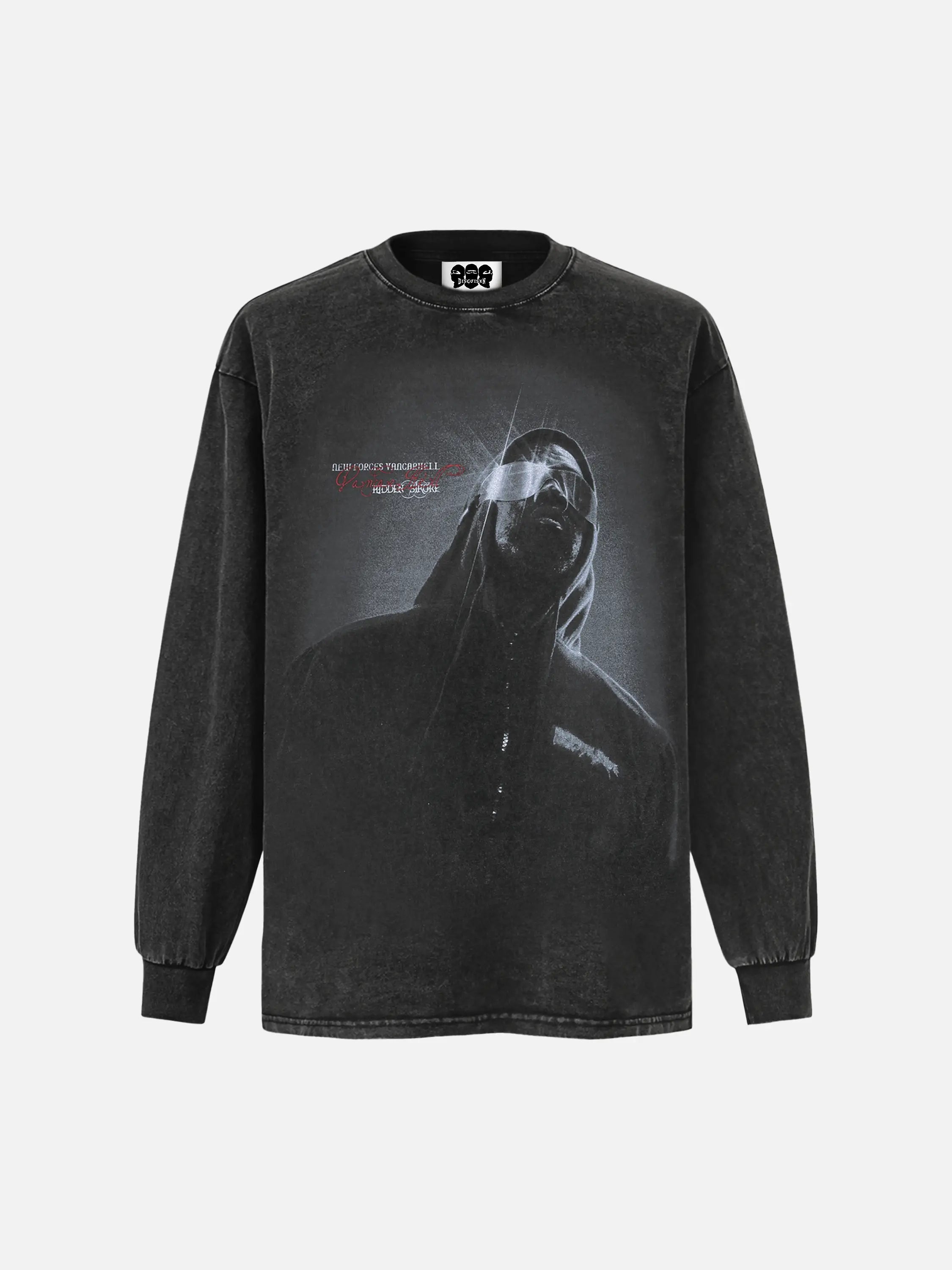 Vintage Distressed Print Long Sleeve T-shirt