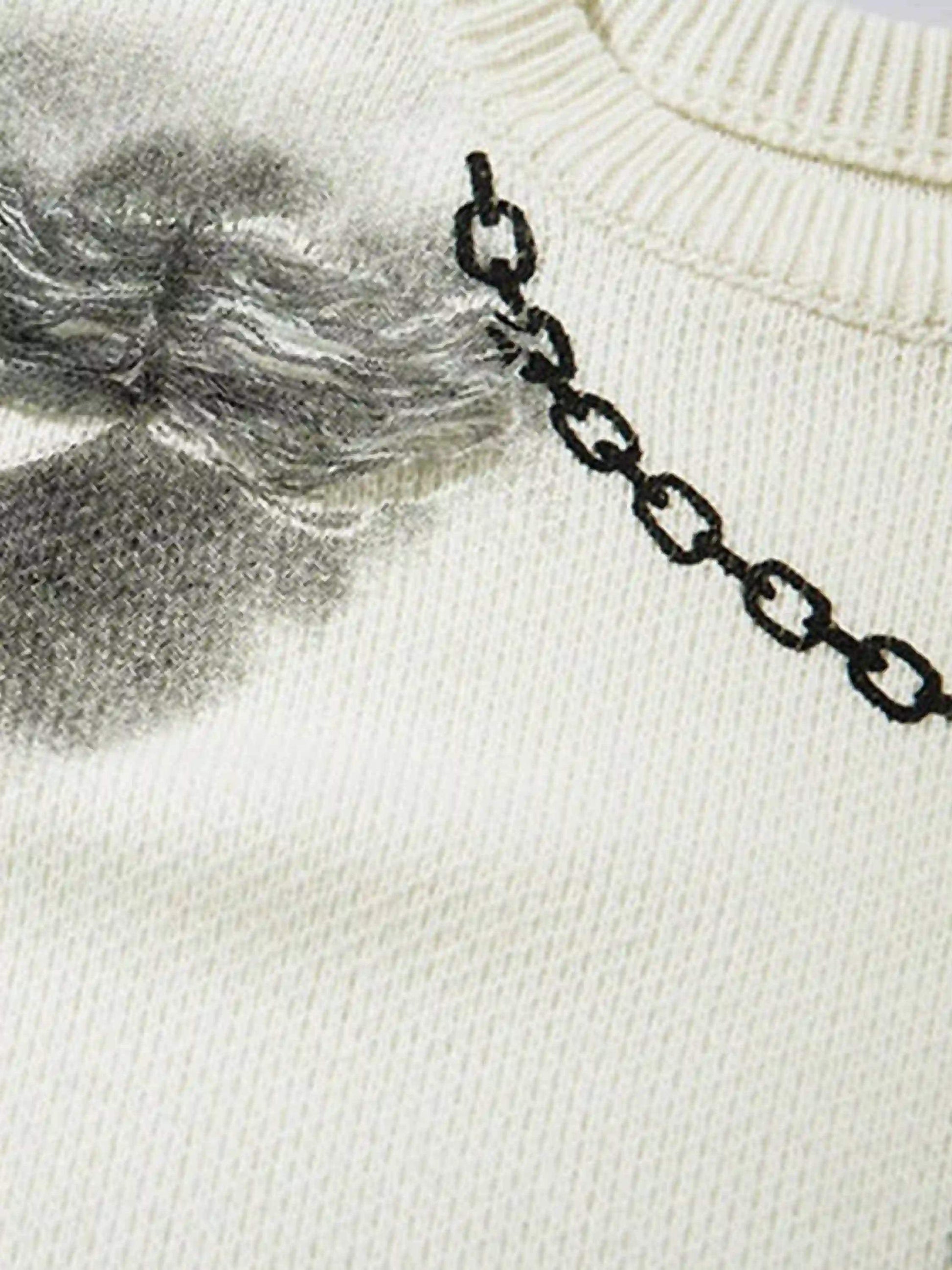 Disguisen High Street Spray Painted Distressed Dirty Chain Round Neck Sweater