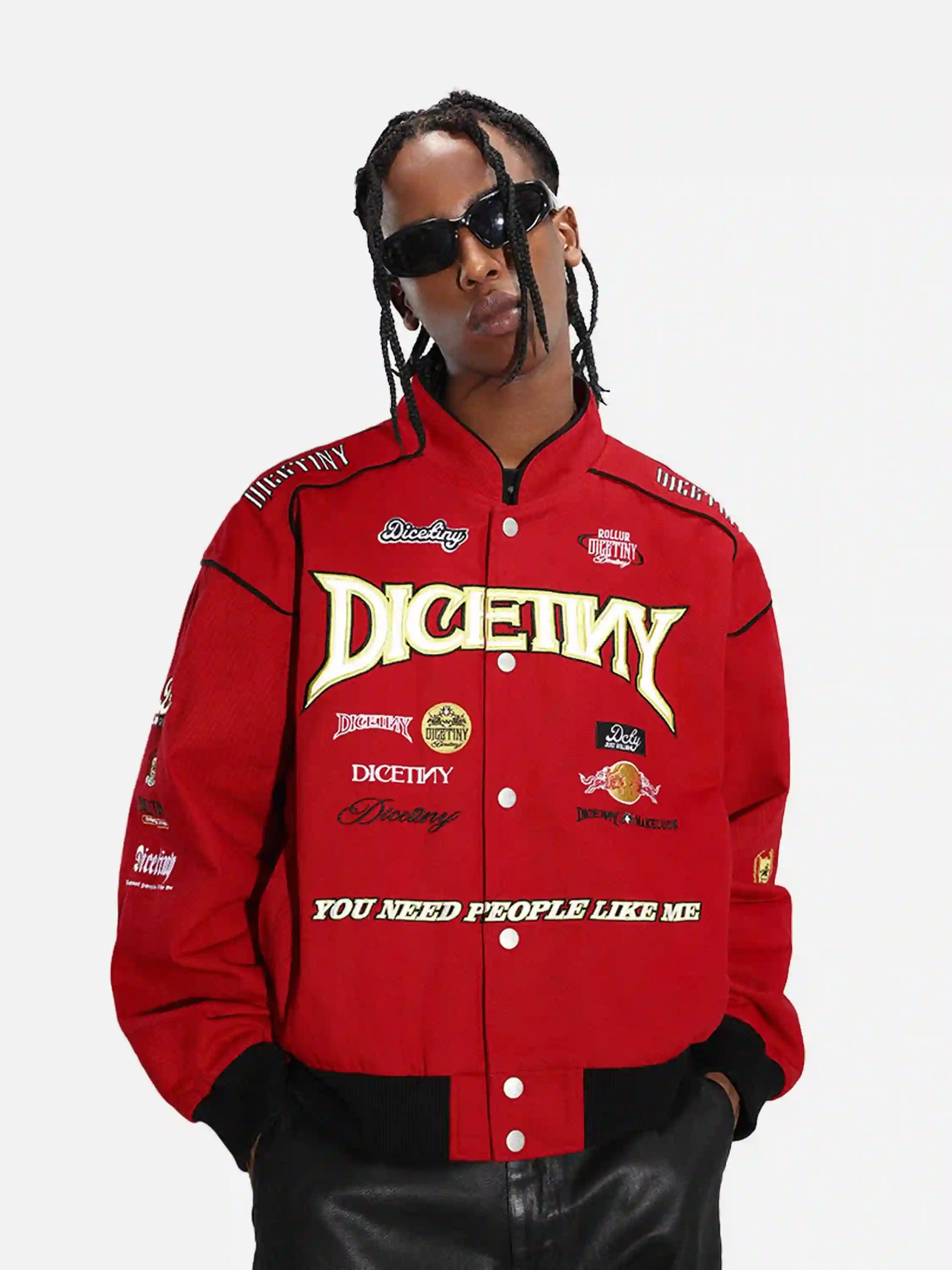 Disguisen Hip-Hop Motorcycle Embroidered Stand Collar Jacket