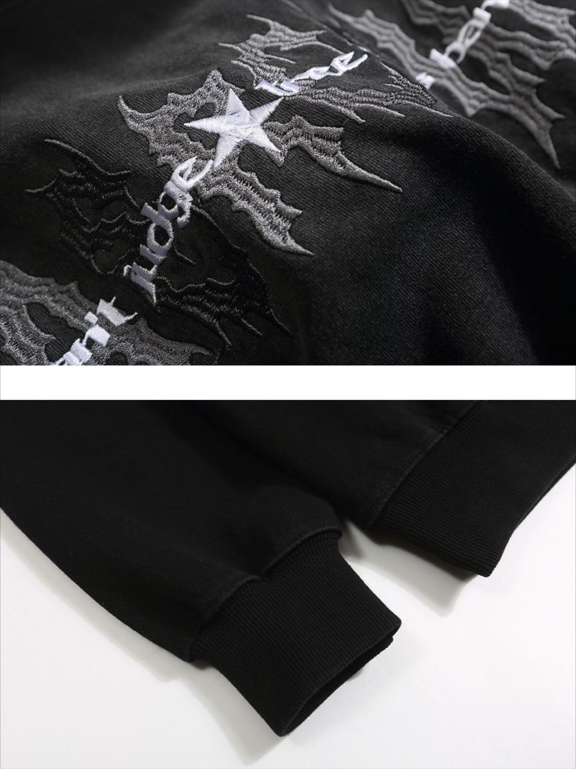 Vintage Dark-themed Washed Print Sweatshirt