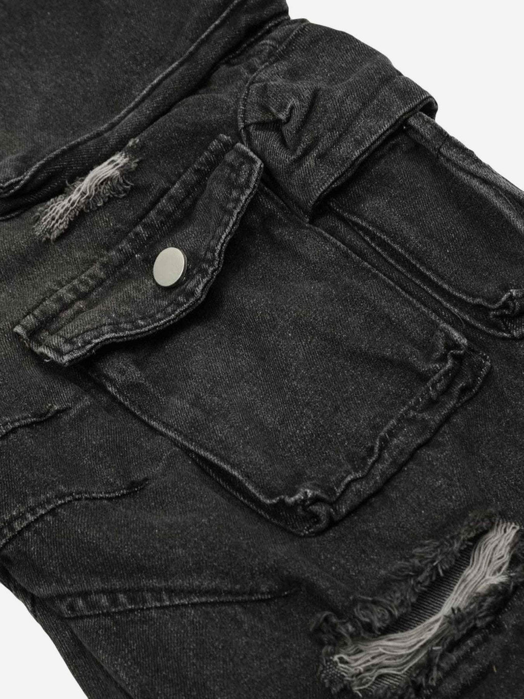 Washed Multi-pocket Work Cargo Jeans