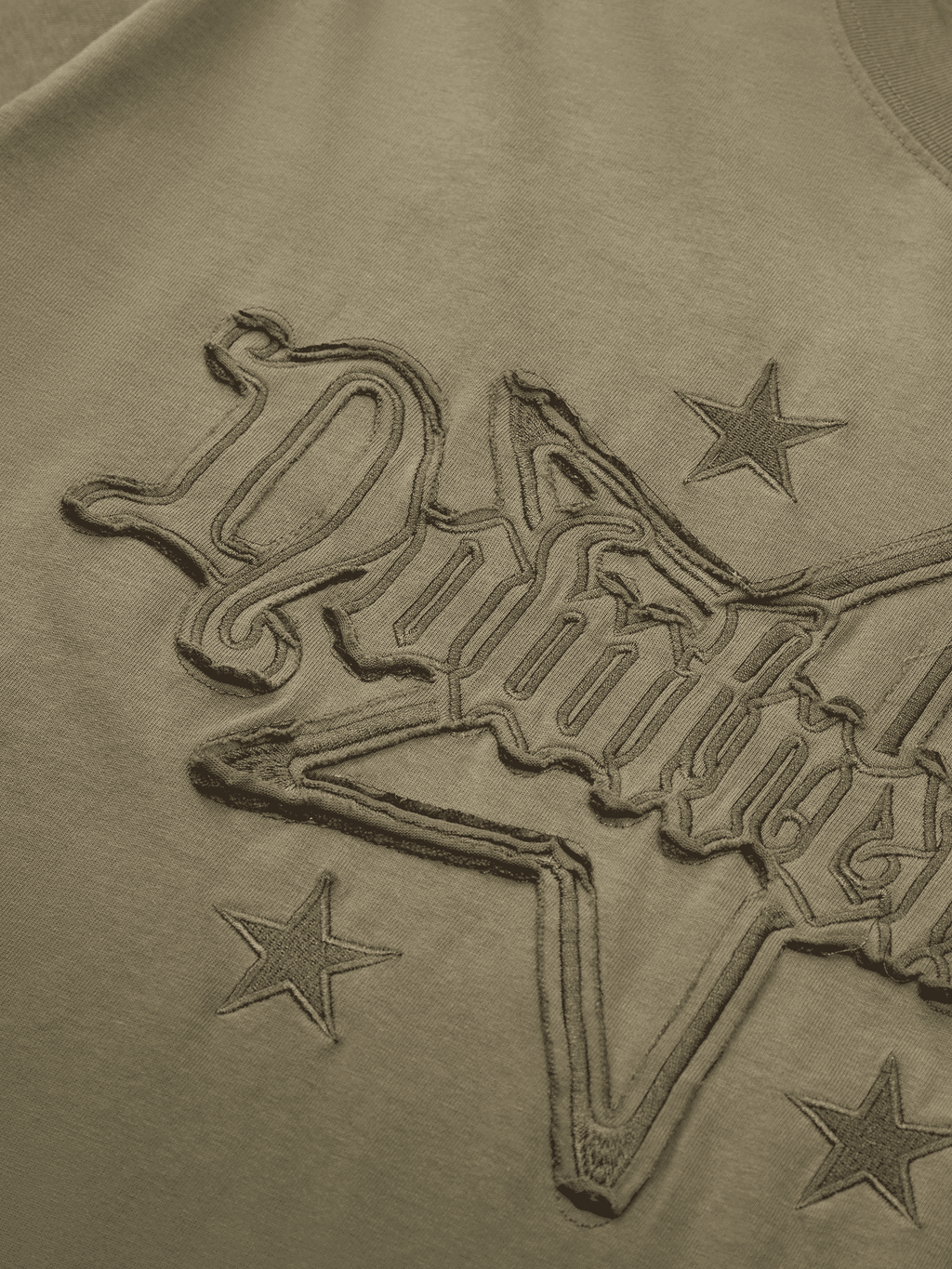 Disguisen Retro Gradient Star Applique Embroidery Street Rap T-Shirt