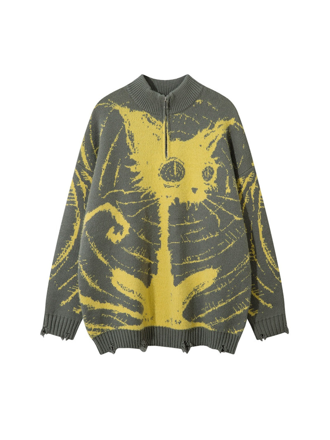 High Street Lazy Style Cat Jacquard Sweater