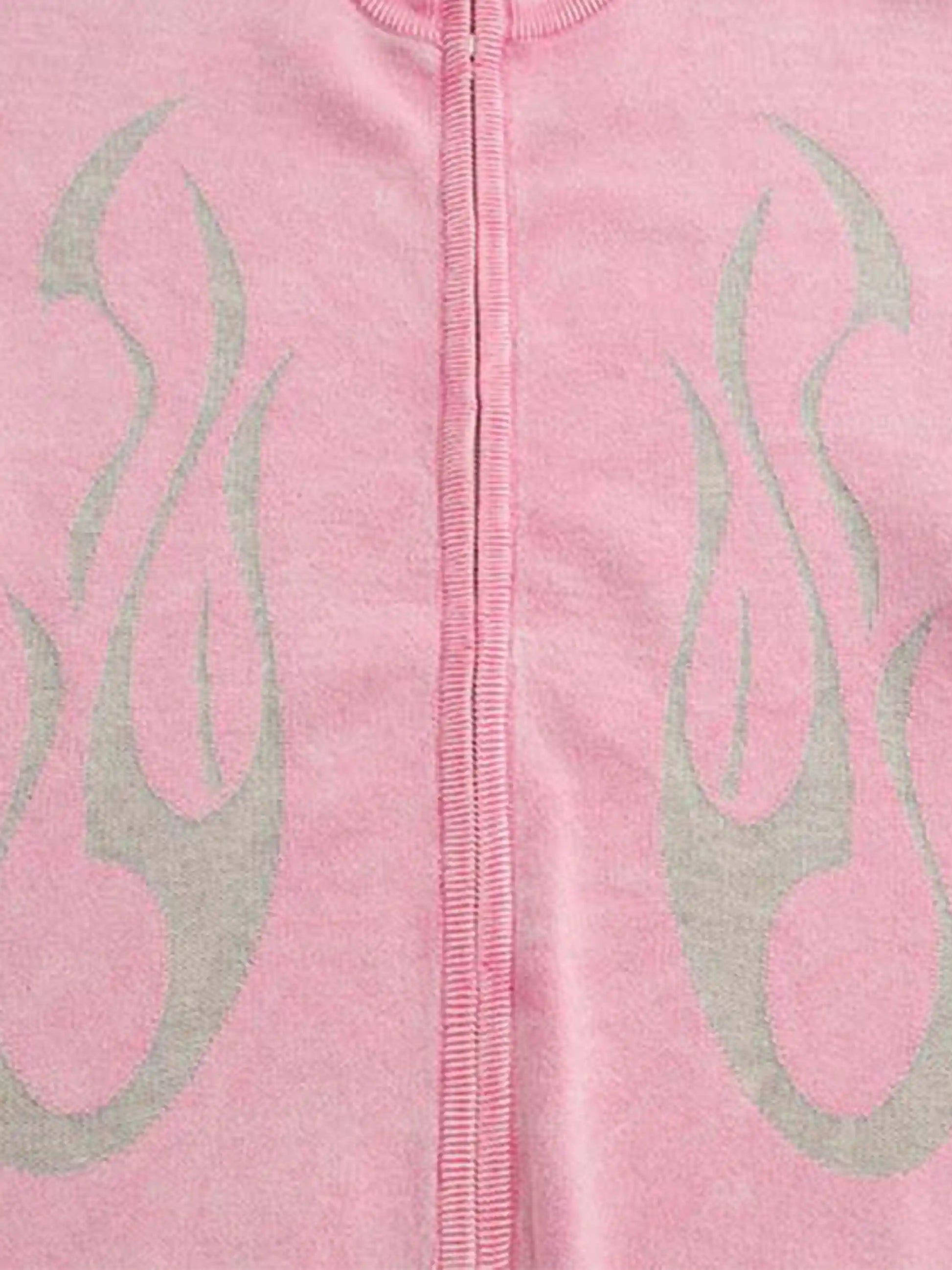 Disguisen Vintage Flame Jacquard Stand Collar Cardigan