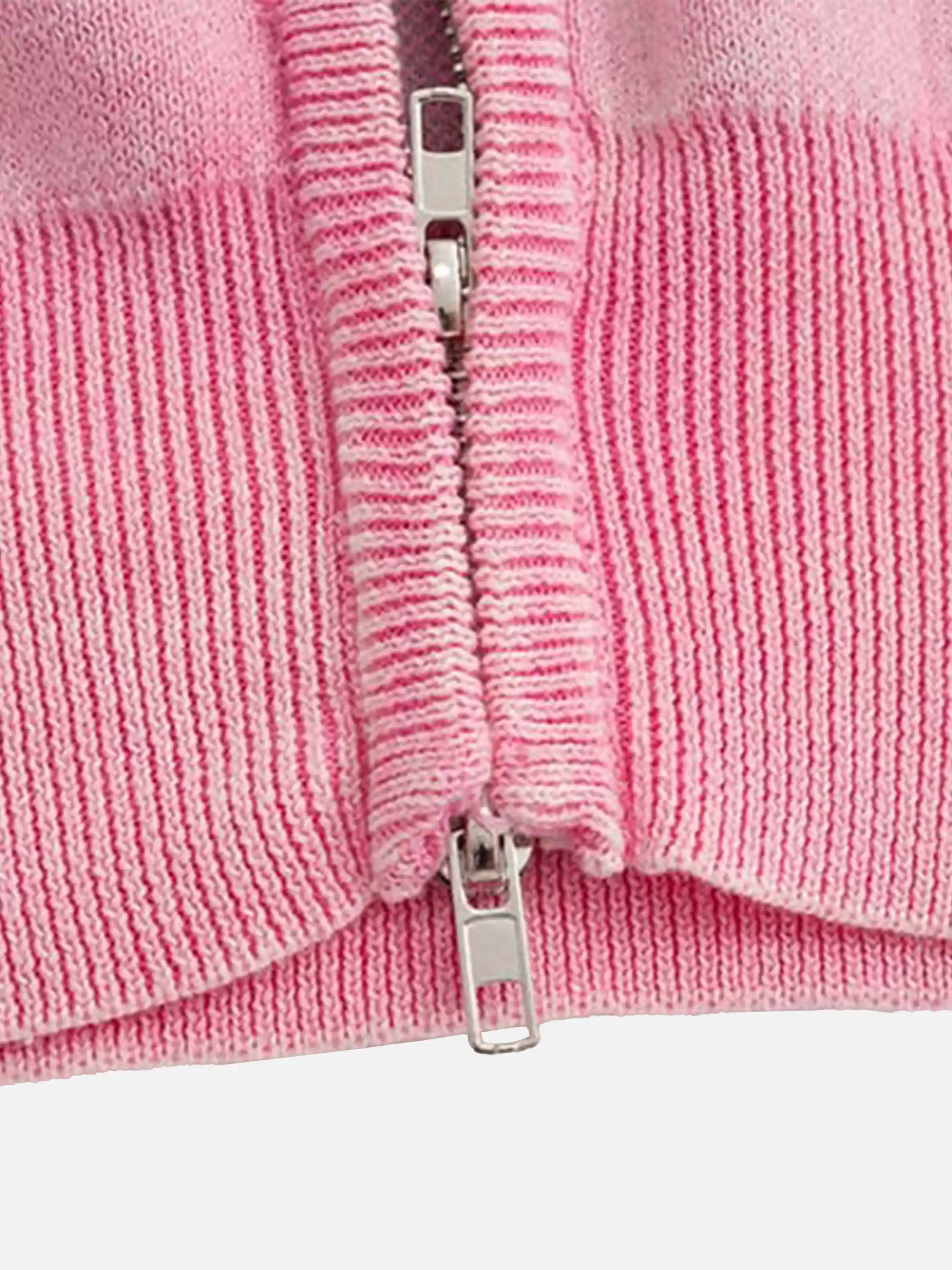 Disguisen Vintage Flame Jacquard Stand Collar Cardigan