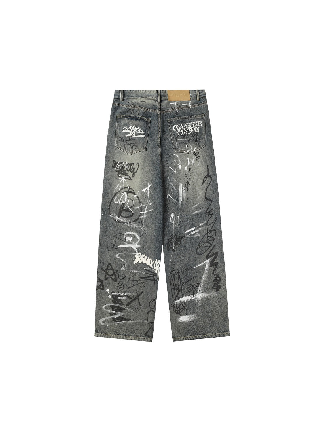 Washed Dirty Graffiti Jeans