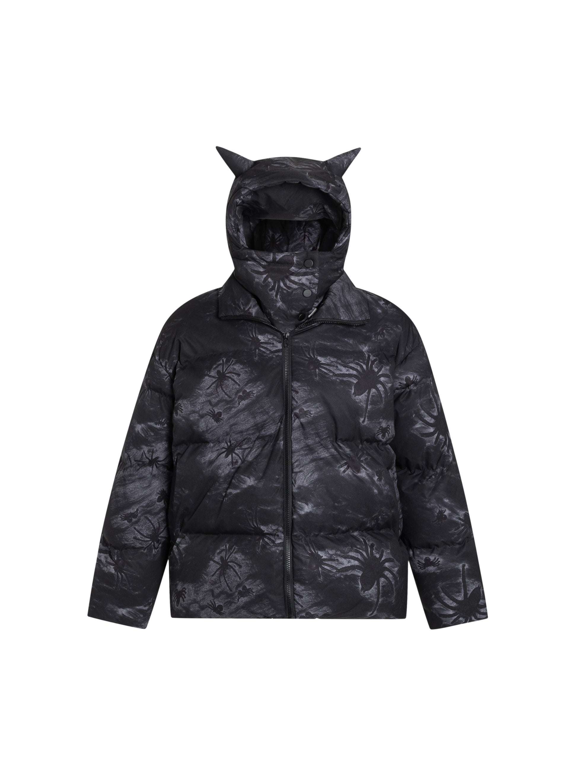 Masked Collar Solid Color Hooded Coat