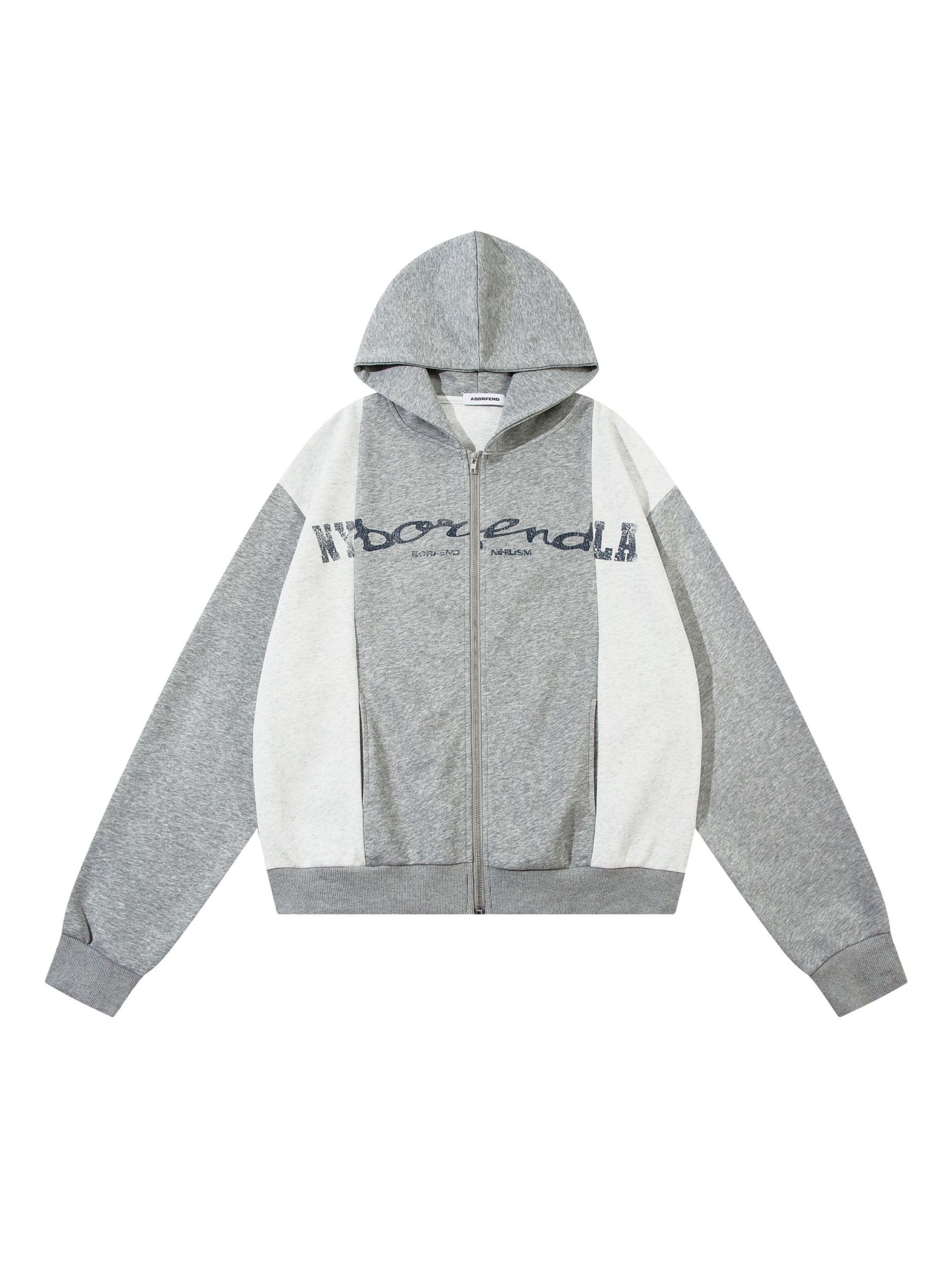 Academic Style Assembled Color Blocking Hoodie