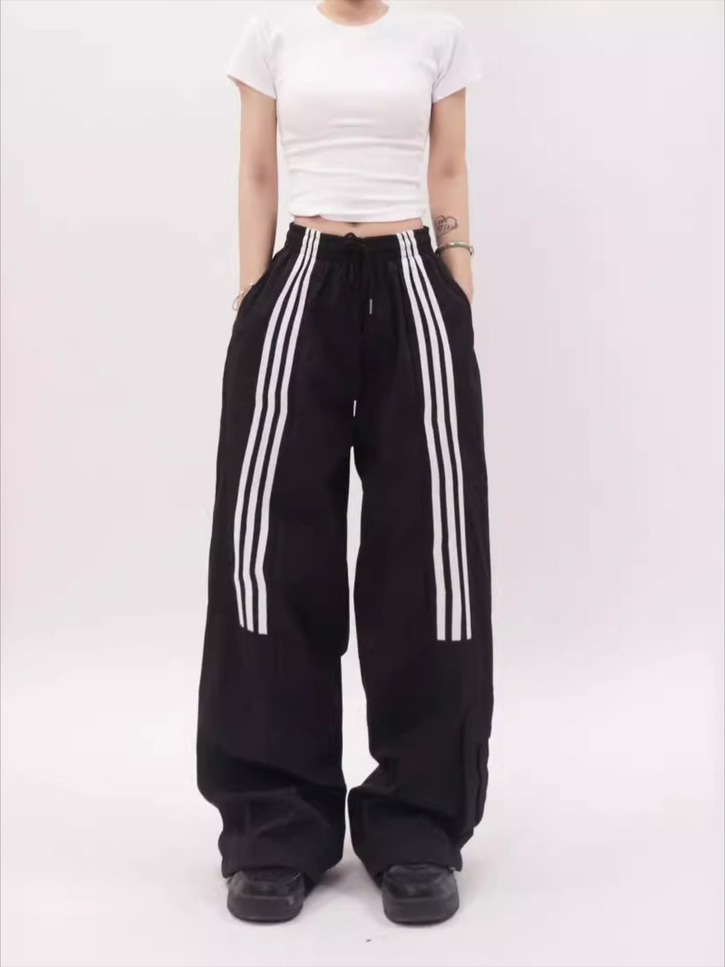 Striped Draped Sweatpants