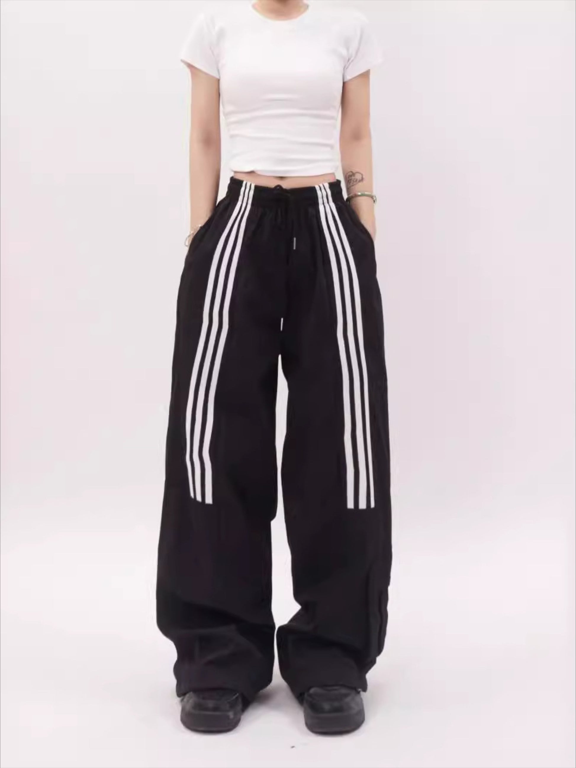 Striped Draped Sweatpants