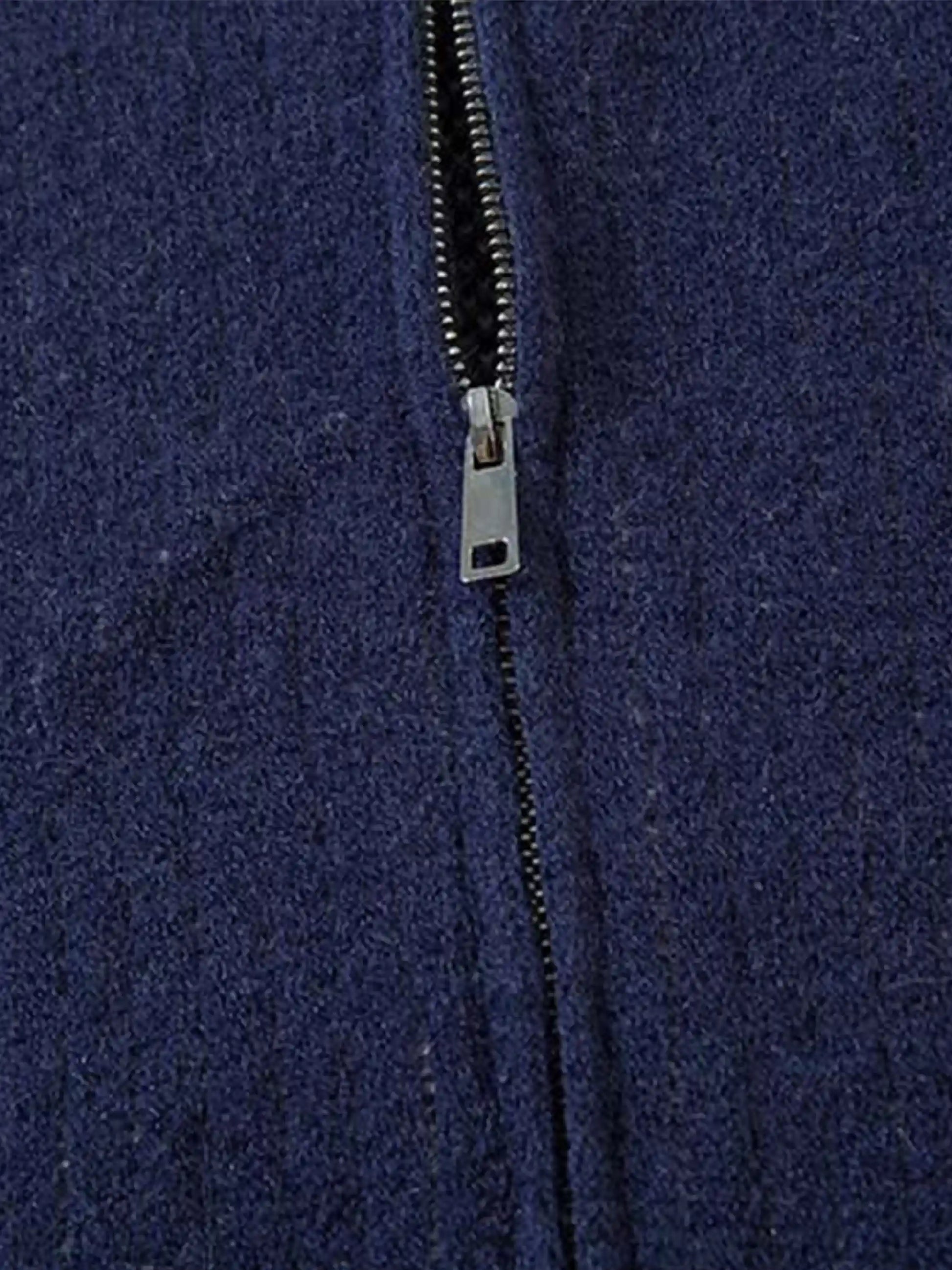 Cardigan à col montant en patchwork vintage de couleur contrastée