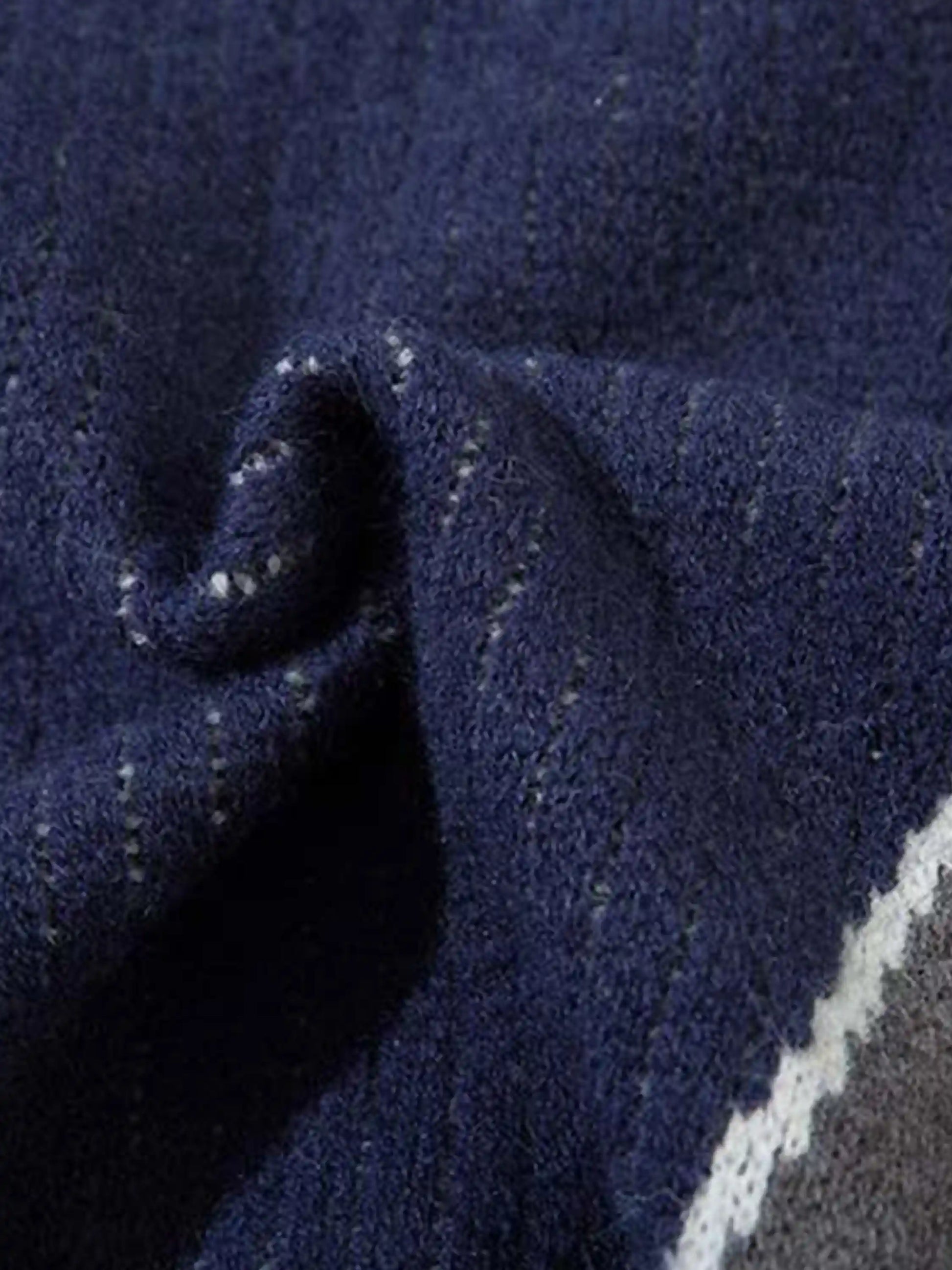 Cardigan à col montant en patchwork vintage de couleur contrastée