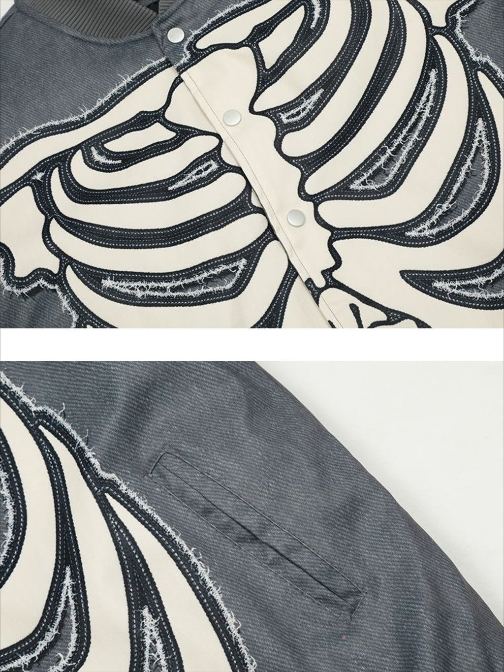 Vinatge Skull Skeleton Print Baseball Uniform Coat