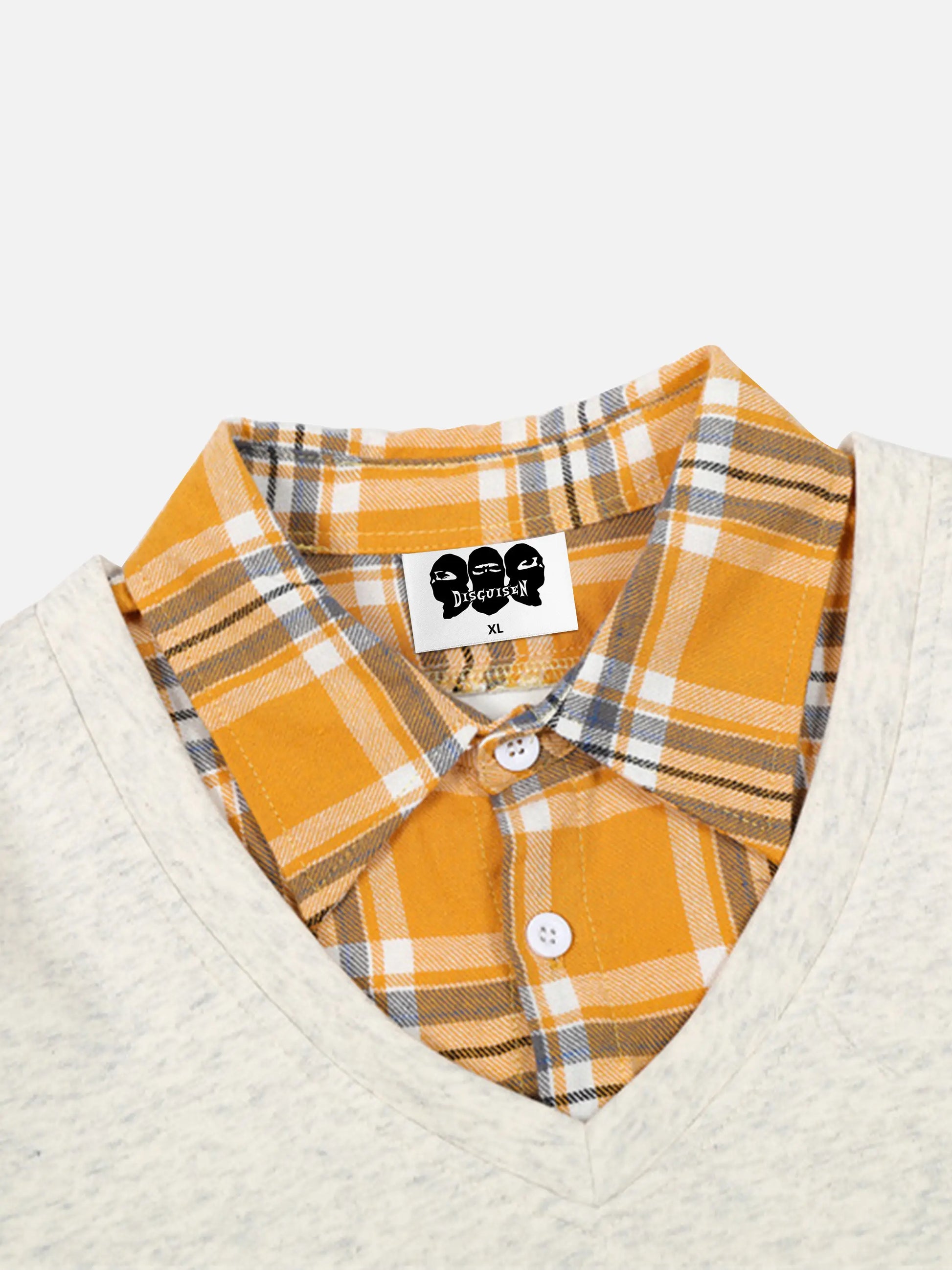 Preppy Style Fake-two Piece Plaid Sweatshirt