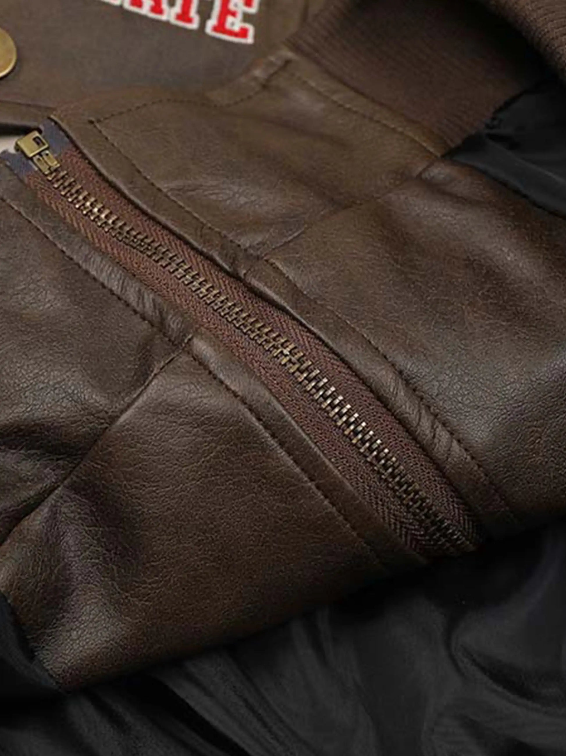 Flocked Embroidered PU Leather Jacket