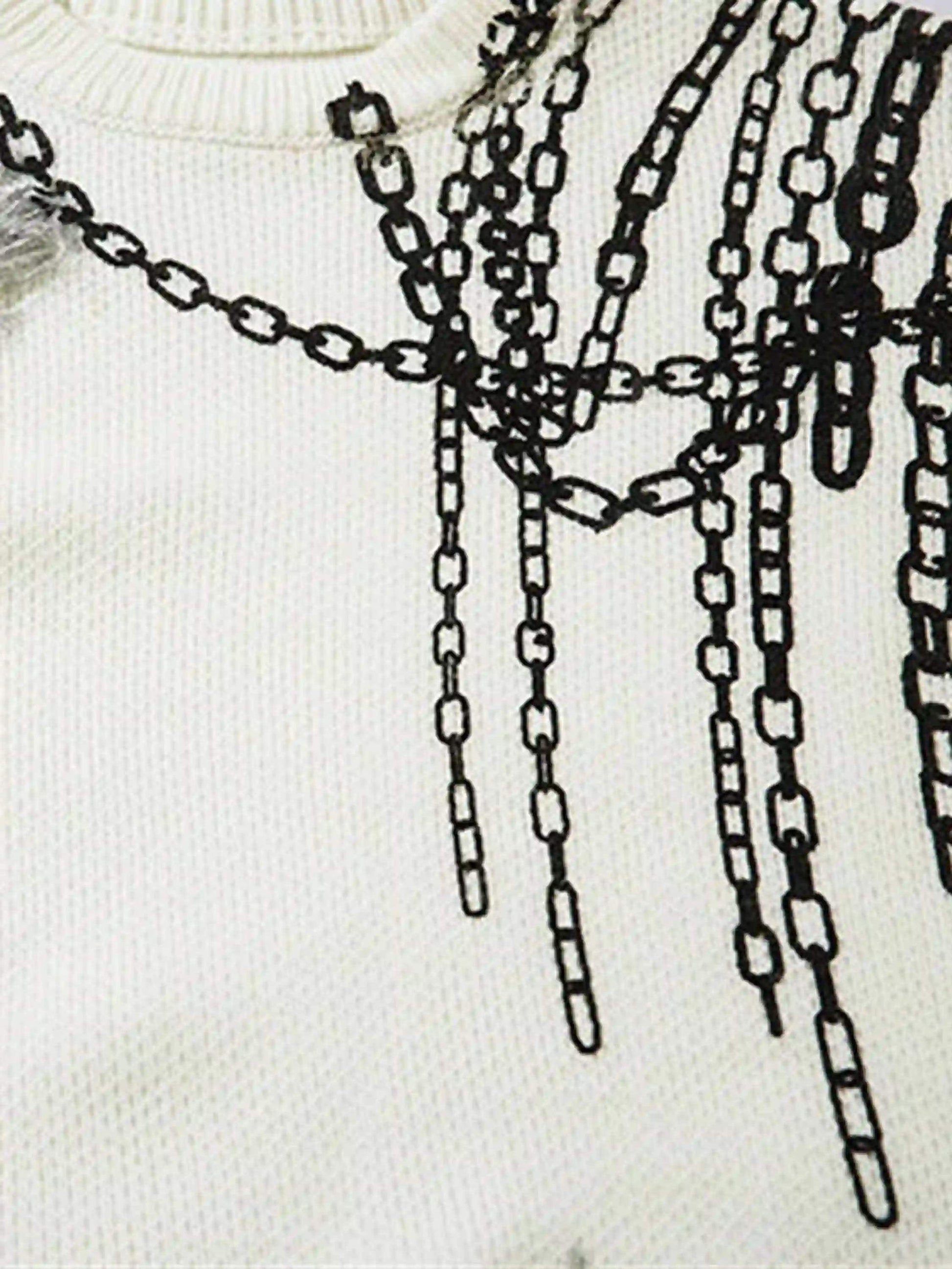 Disguisen High Street Spray Painted Distressed Dirty Chain Round Neck Sweater