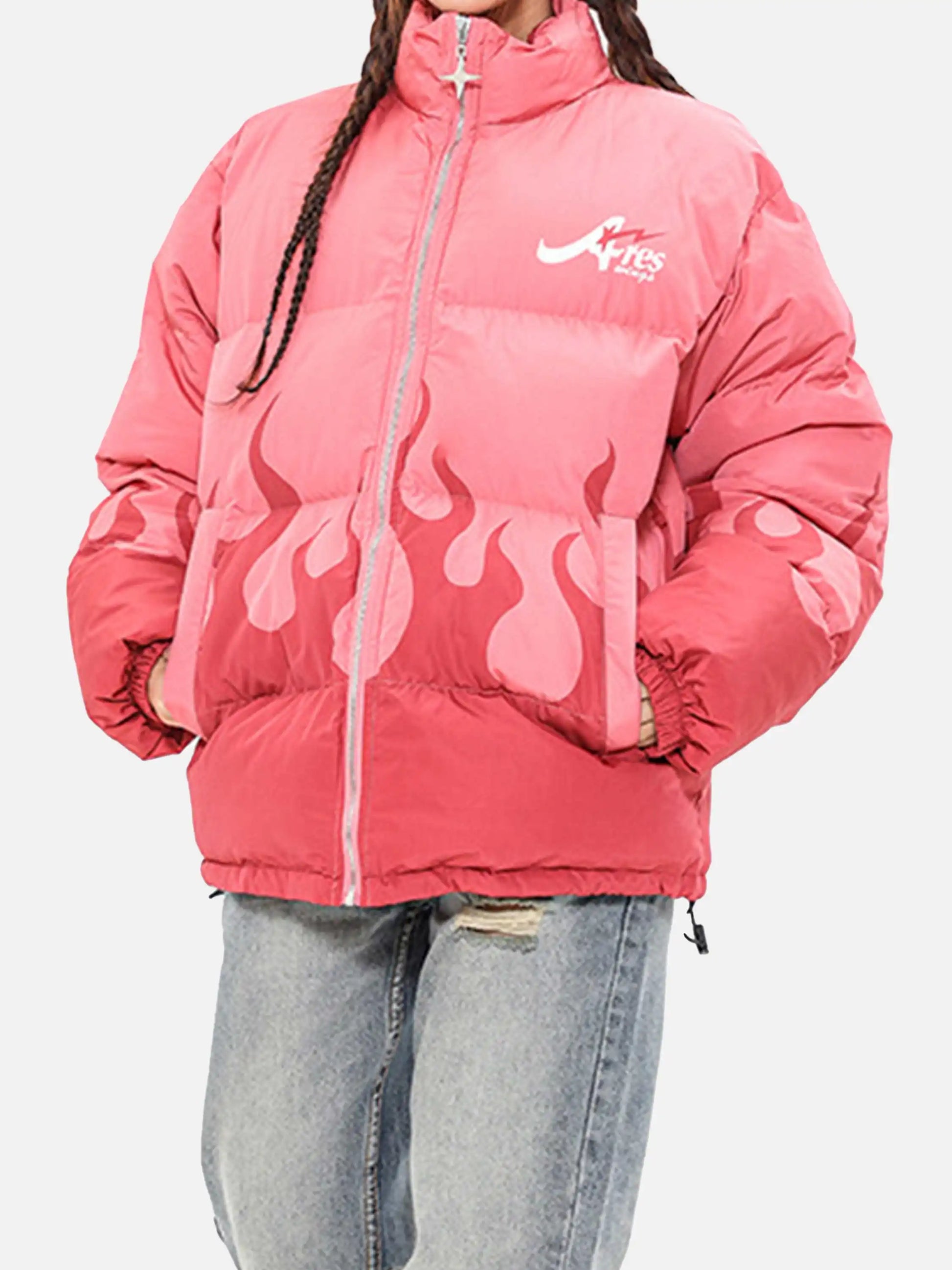 Color-Blocked Flame Cotton Coat
