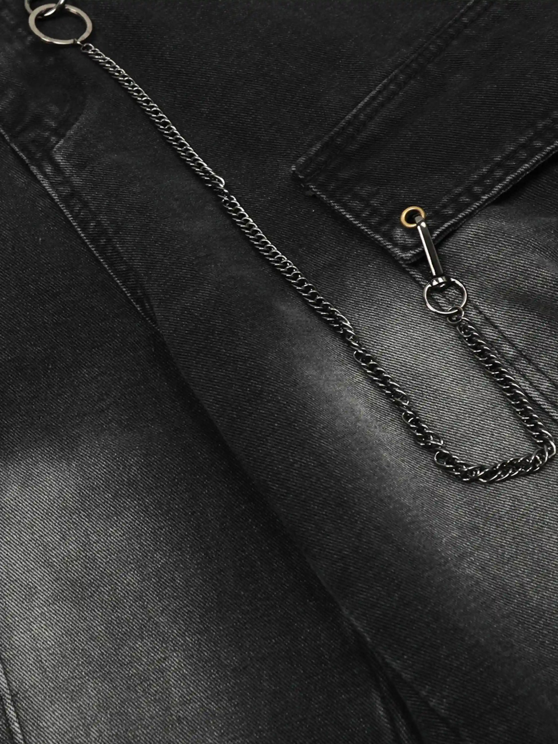 Chain Design Big Pockets Cargo Jeans