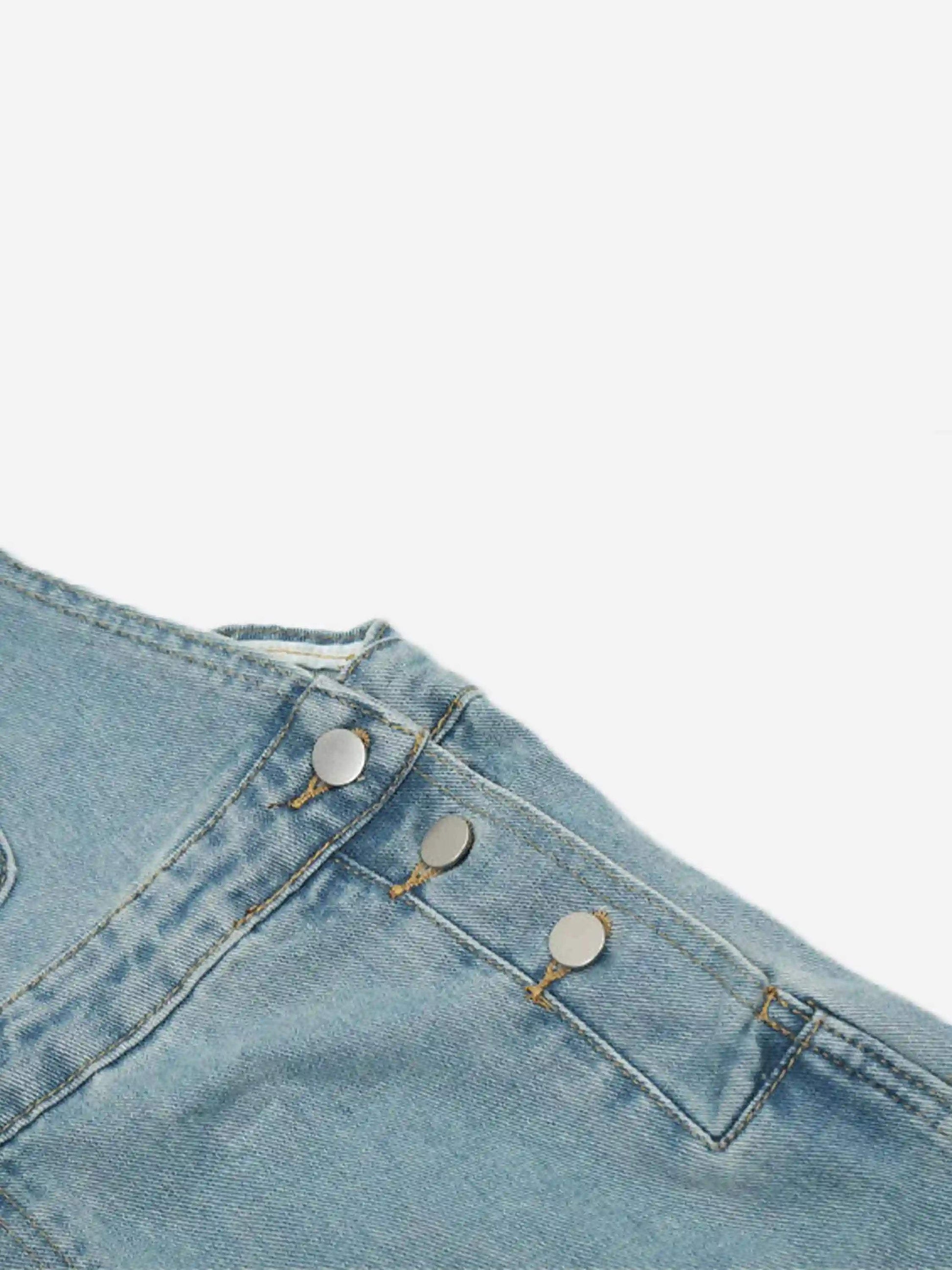 Disguisen Reverse Stitching Overalls Wide-Leg Denim Jeans