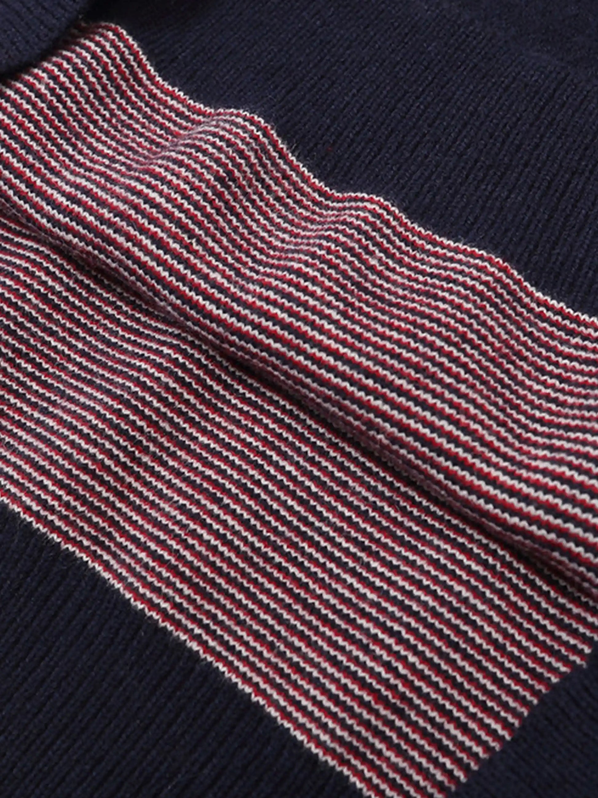 Contrast Jacquard Lapel Sweater