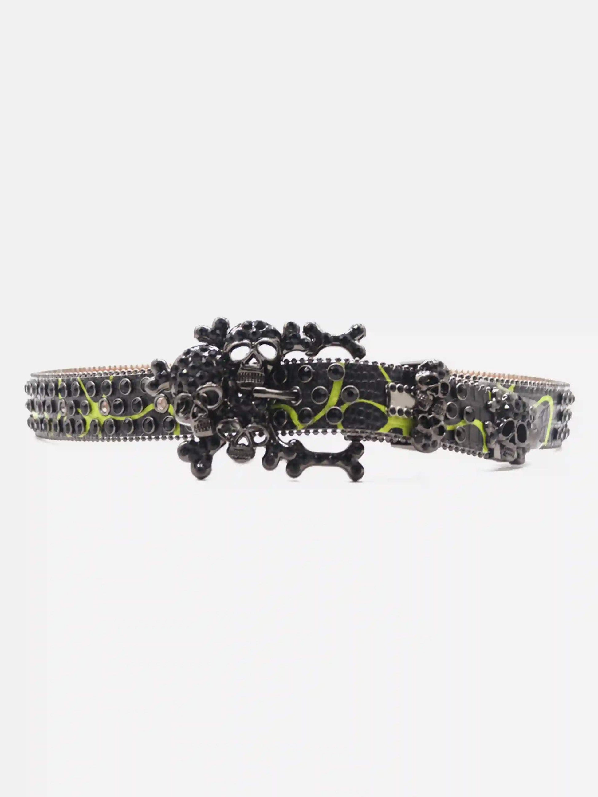 Disguisen Hip Hop Punk Big Skull Rhinestone Belt