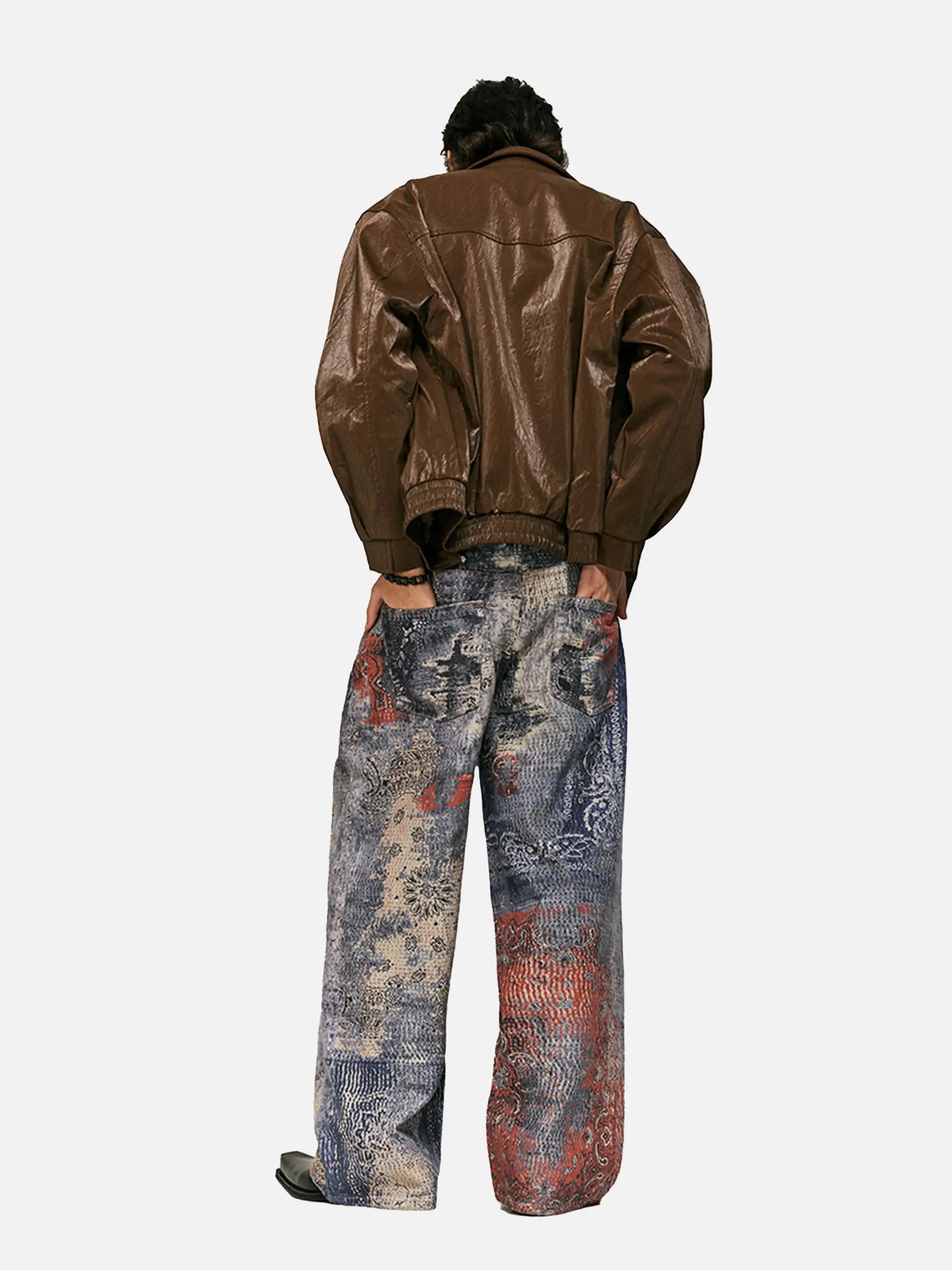 Cashew Flower Digital Printed Imitation Jeans