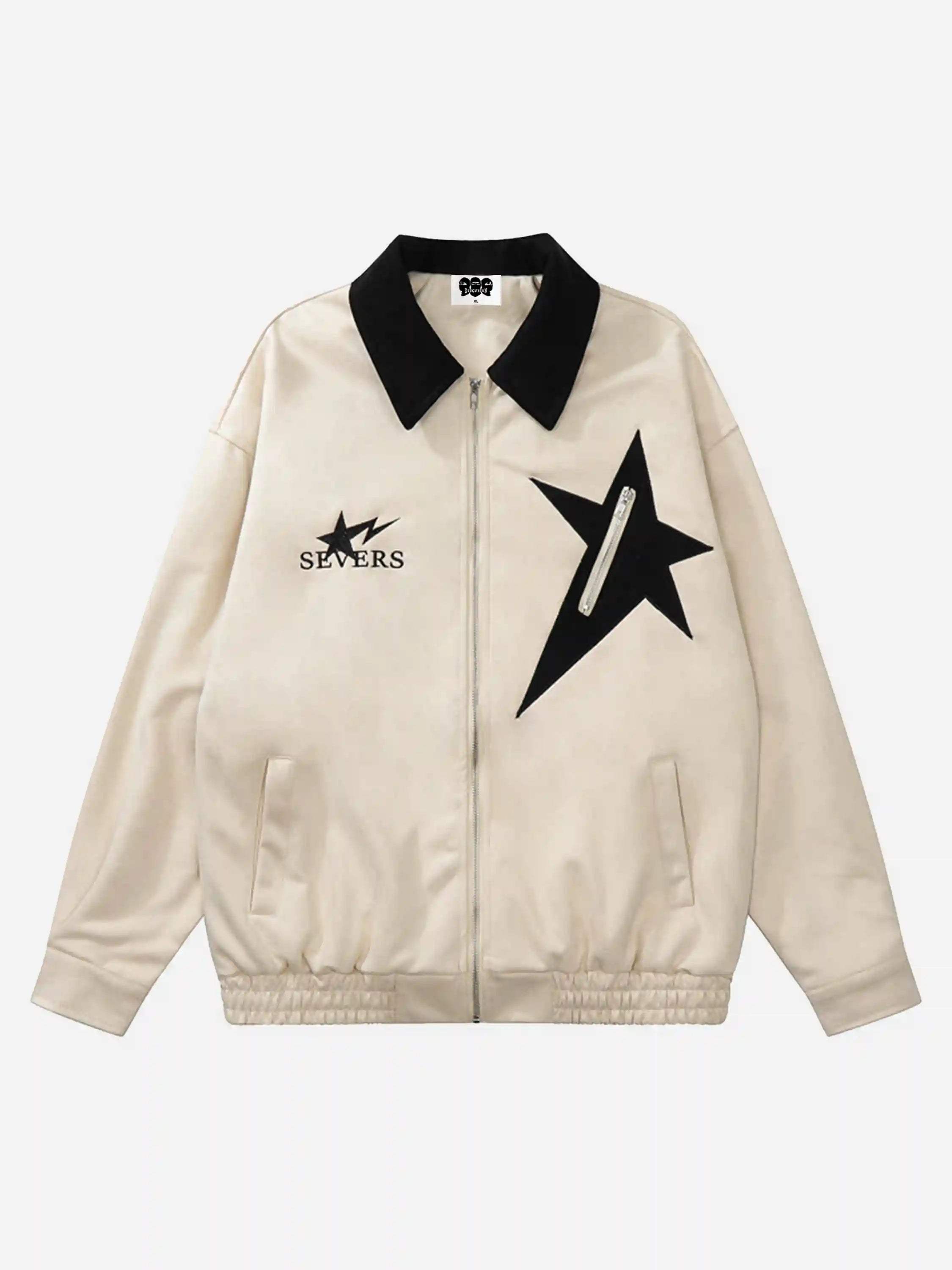 Disguisen Hip Hop Star Embroidery Contrast Lapel Jacket