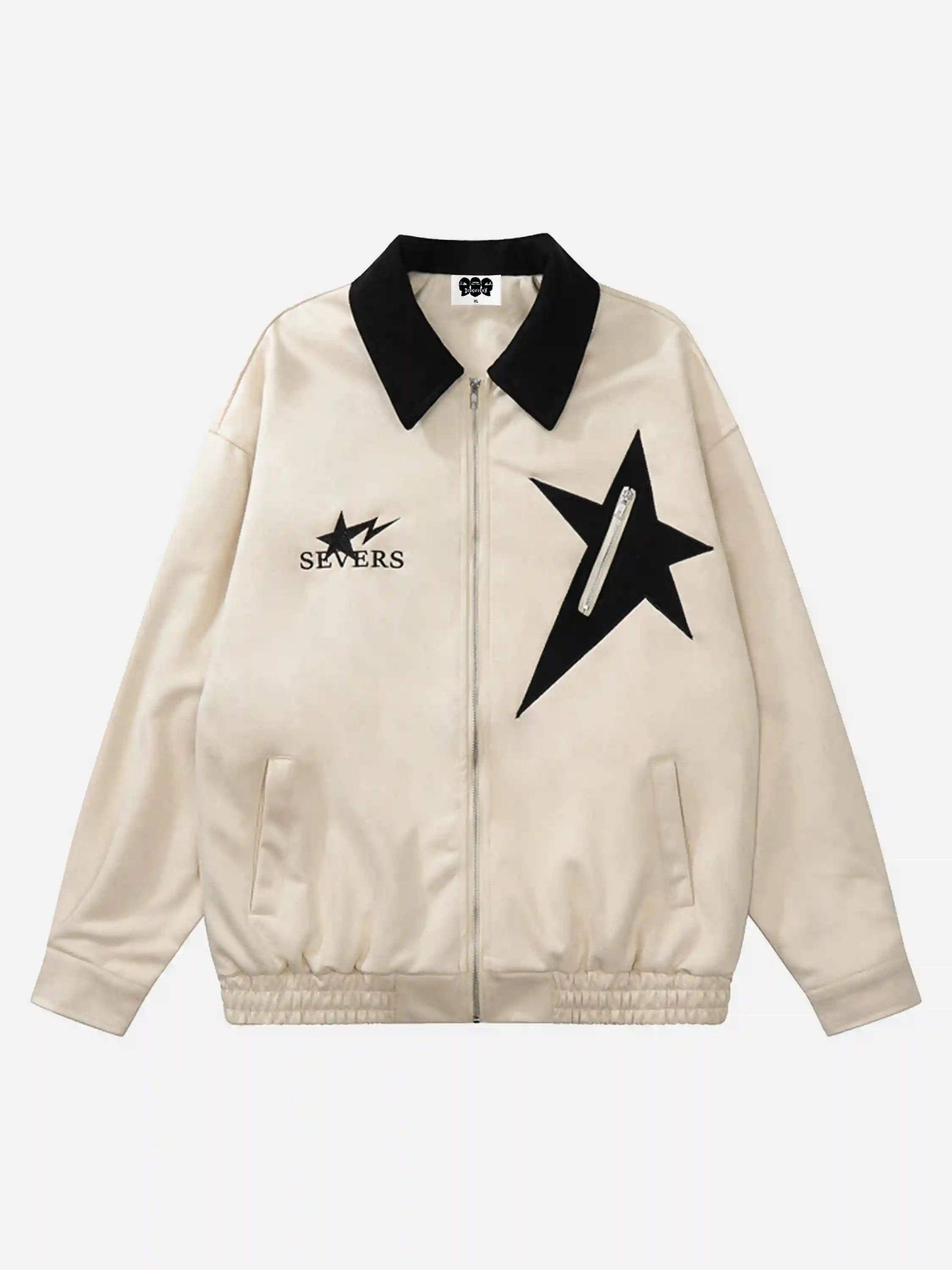 Disguisen Hip Hop Star Embroidery Contrast Lapel Jacket