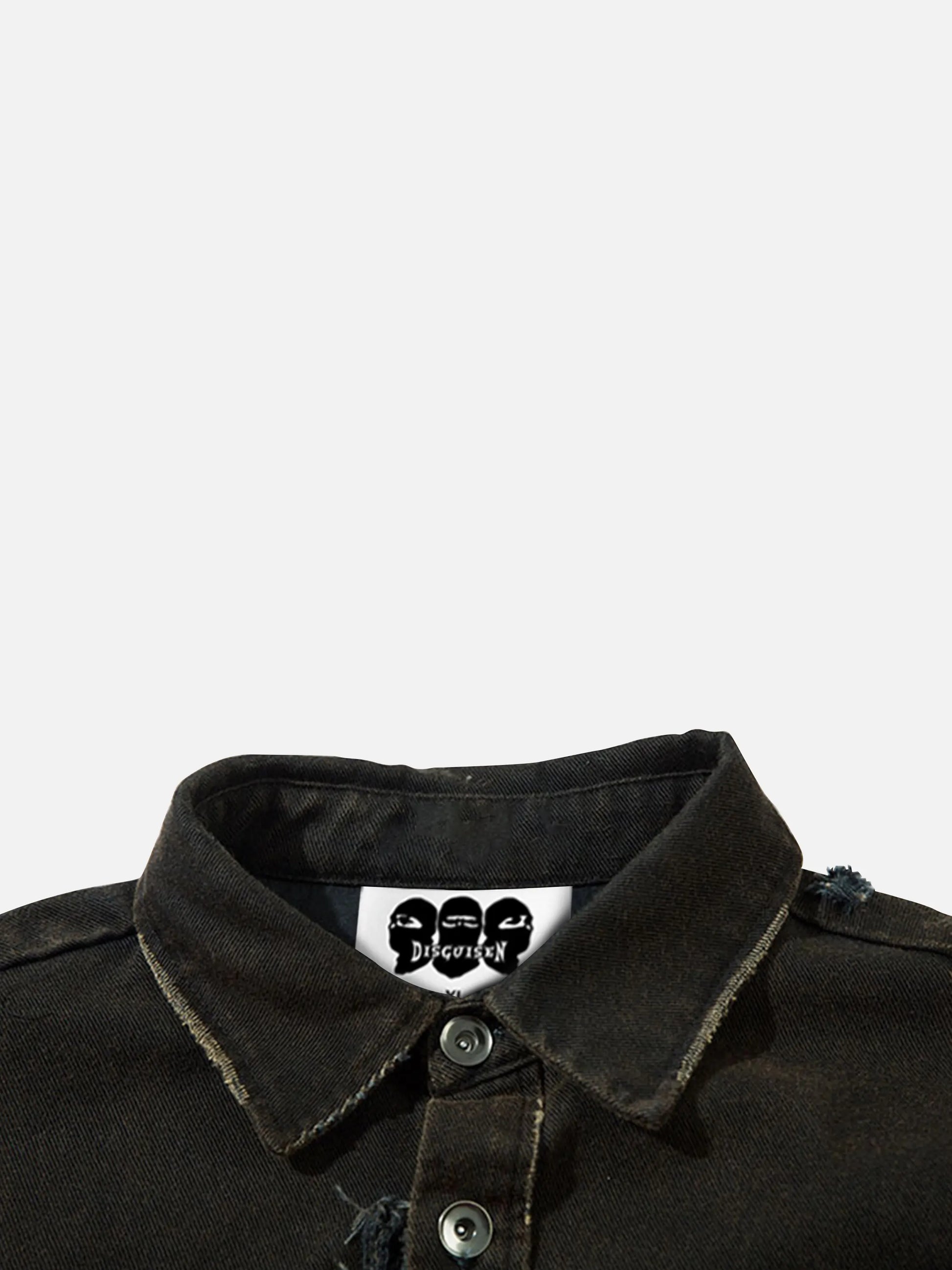Disguisen American Retro Raw Edge Cross Long Sleeve Shirt
