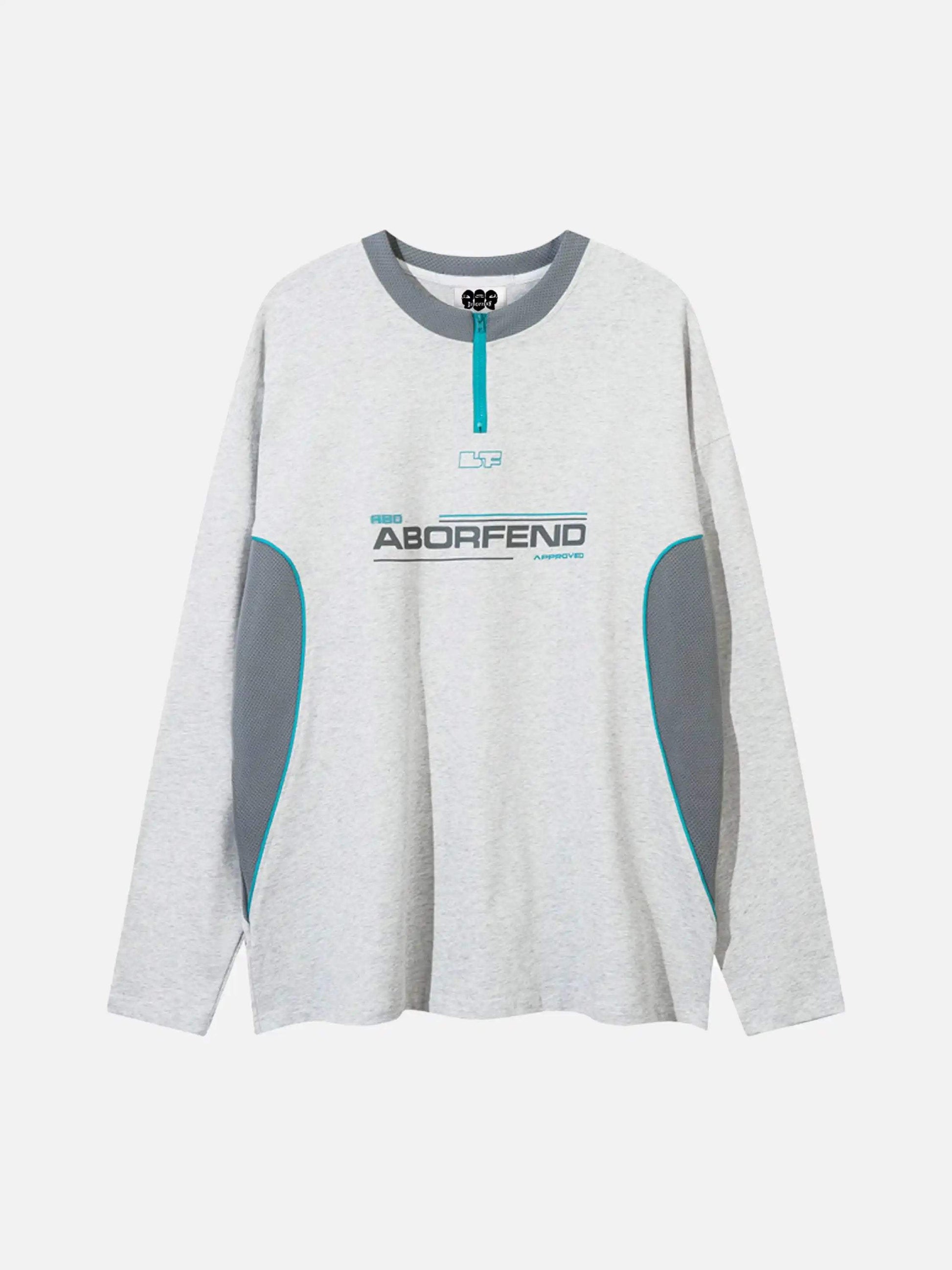 Disguisen Bockore Hip Hop Zip Collar Long Sleeve T-Shirt