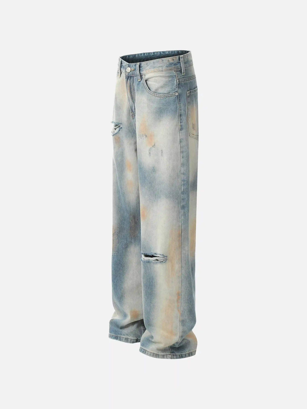 Disguisen Street Distressed Industrial Style Straight Jeans