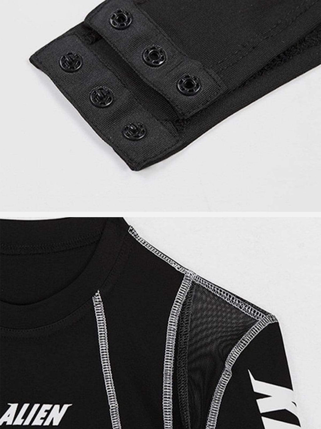 Disguisen Mesh Patchwork Half Turtleneck Long Sleeve Bodysuit