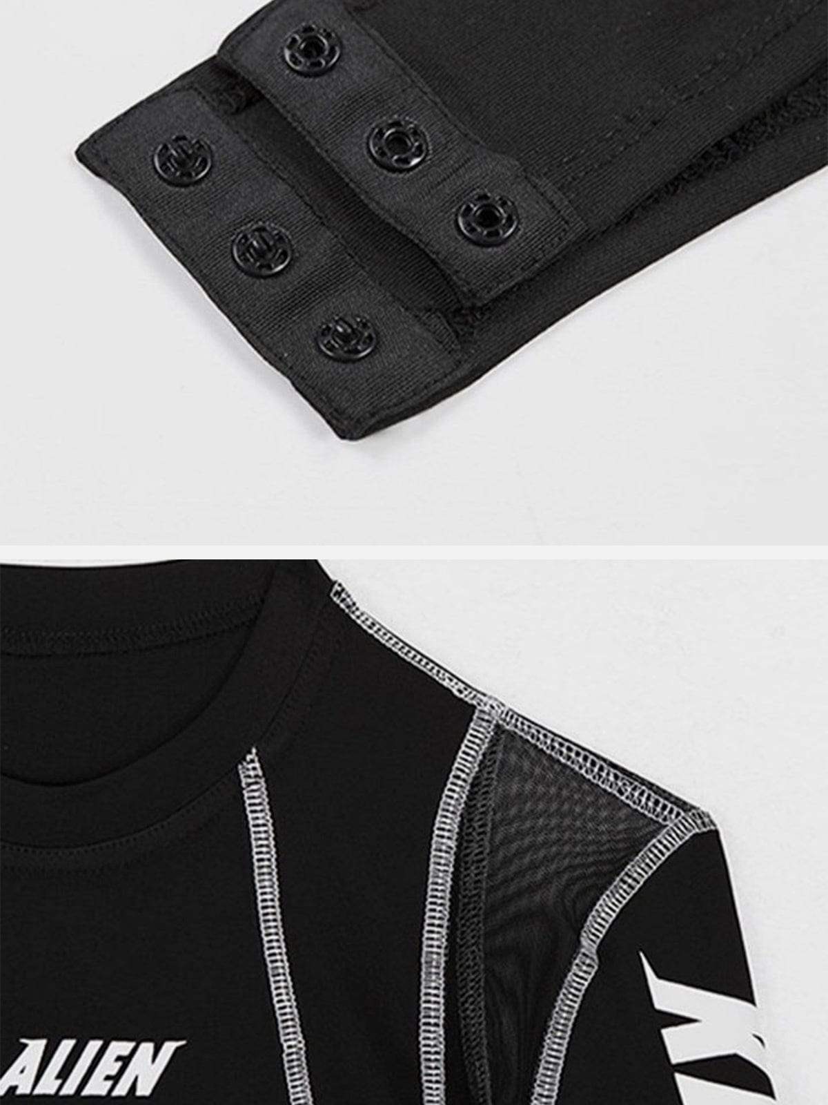 Disguisen Mesh Patchwork Half Turtleneck Long Sleeve Bodysuit