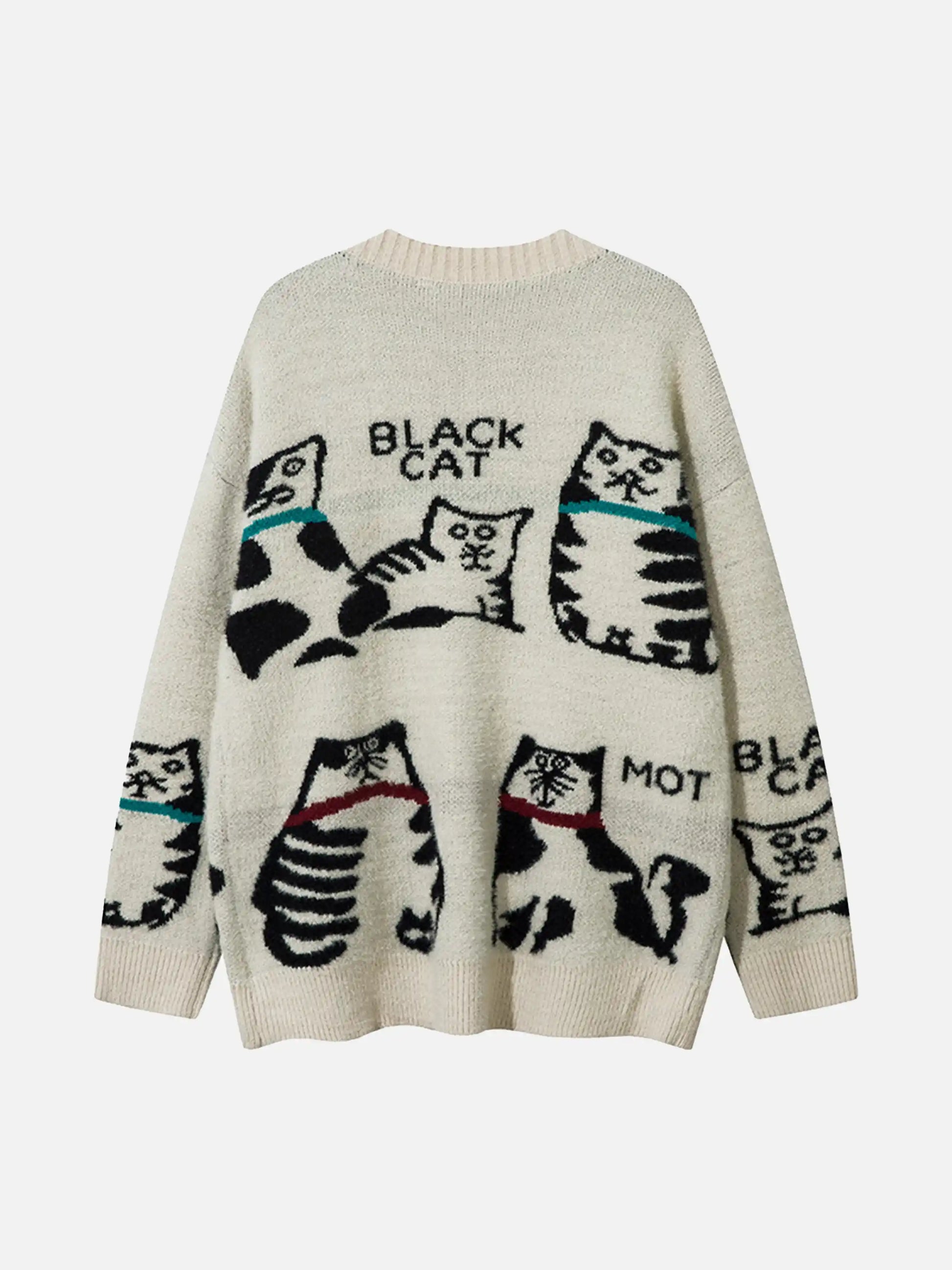 Disguisen Vintage Cat Jacquard Knit Cardigan