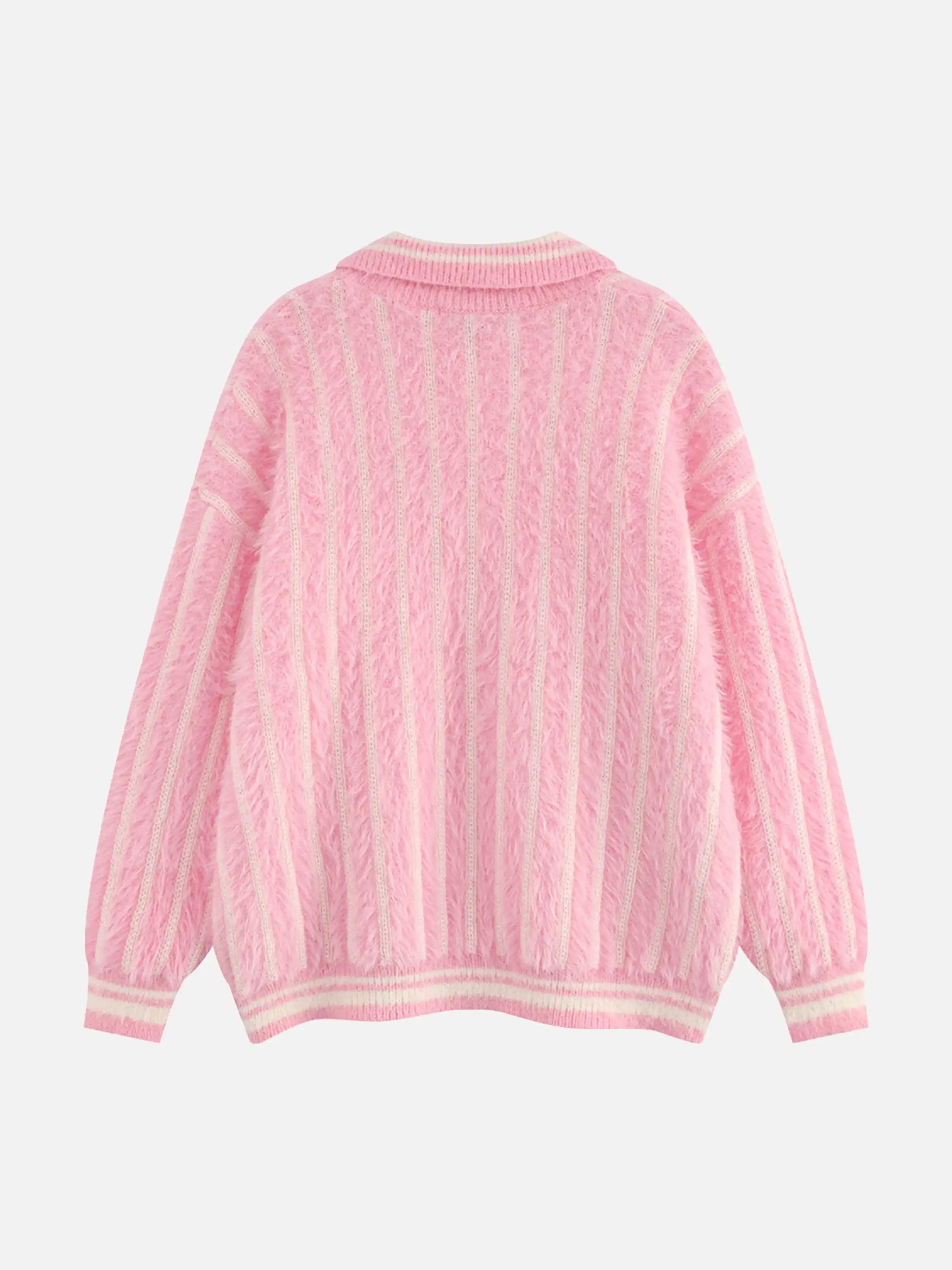 Maglione a righe con colletto polo in mohair Disguisen