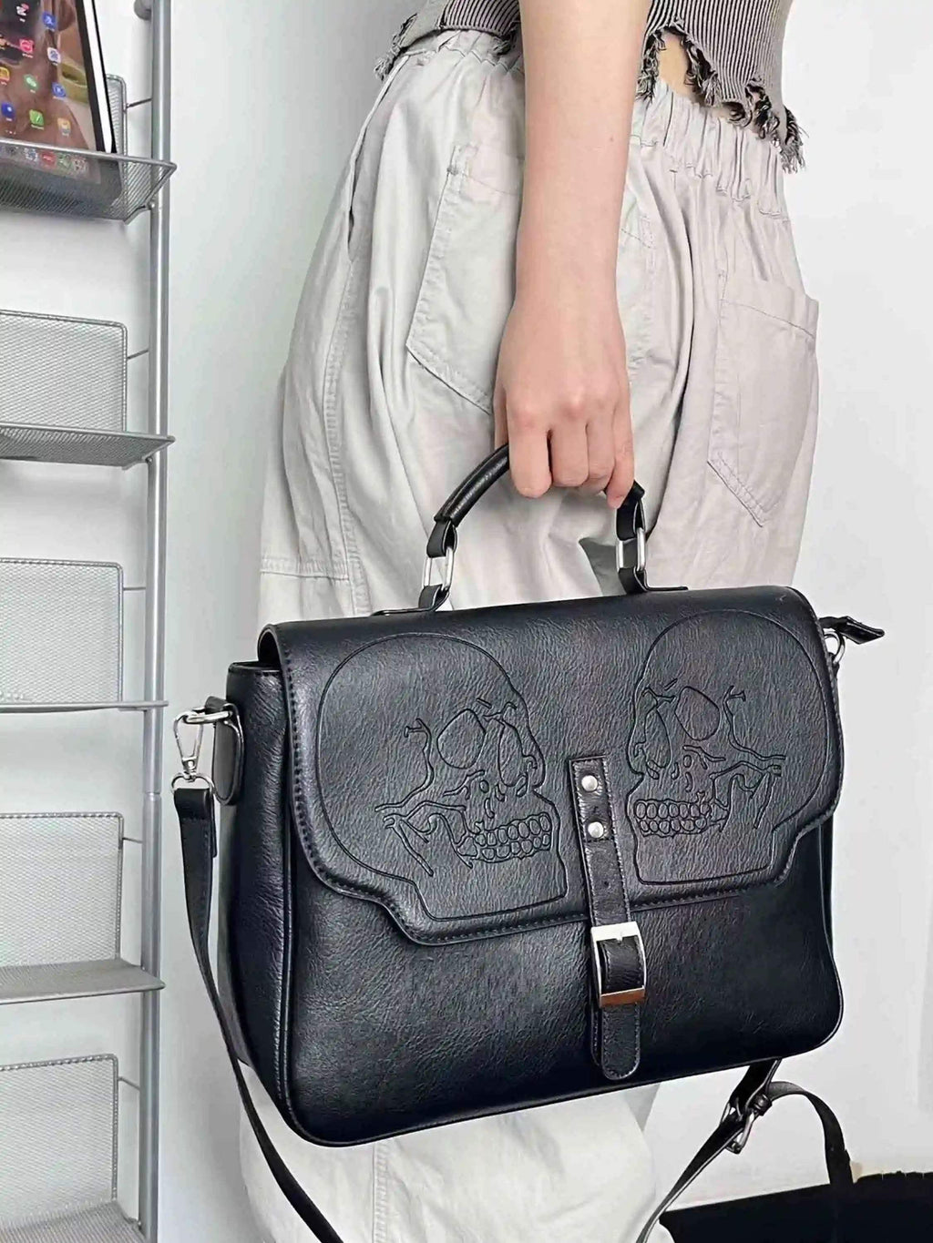 Disguisen Punk Gothic Skull Briefcase Crossbody Bag